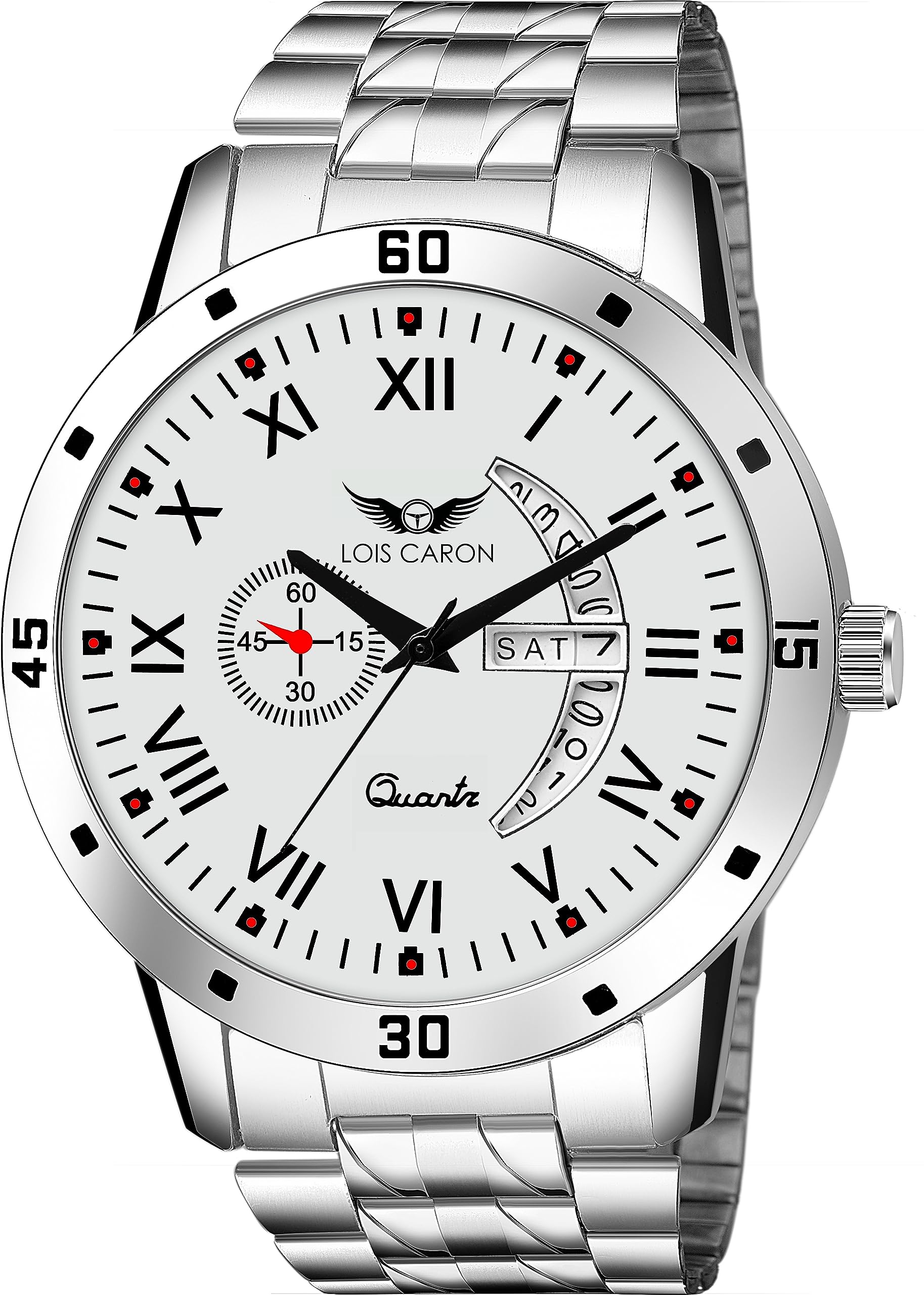 LOIS CARON Day & Date Functioning Steel Strap New Quartz Analog Watch - for Men (LCS-8303) (B0CGRLX7NY) Amazon Price History, Amazon Price Tracker