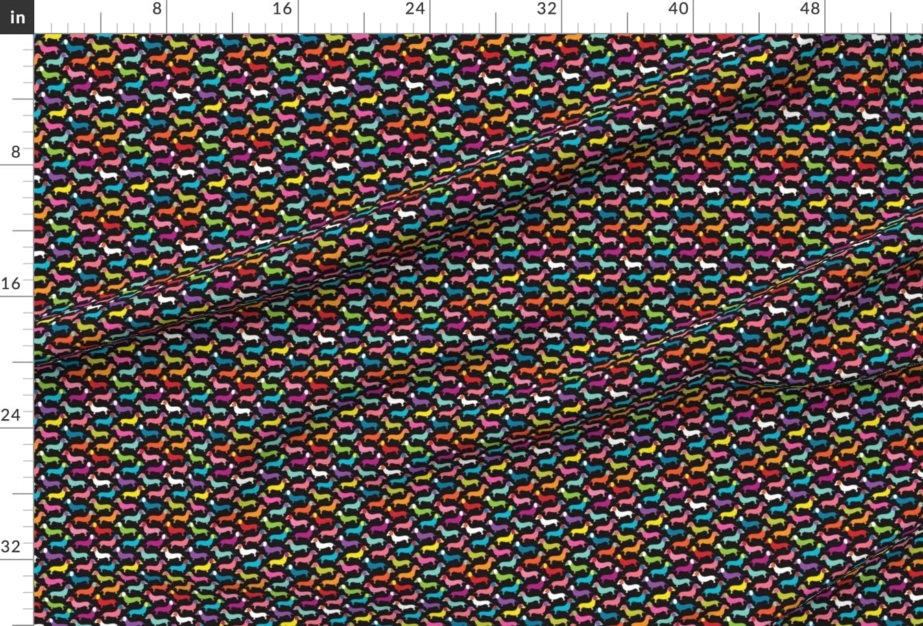 Spoonflower Fabric - Retro Dogs Dachshund Illustration Pattern Kids Puppy Nursery Colorful Printed on Minky Fabric by The Yard - Sewing Baby Blankets Quilt Backing Plush