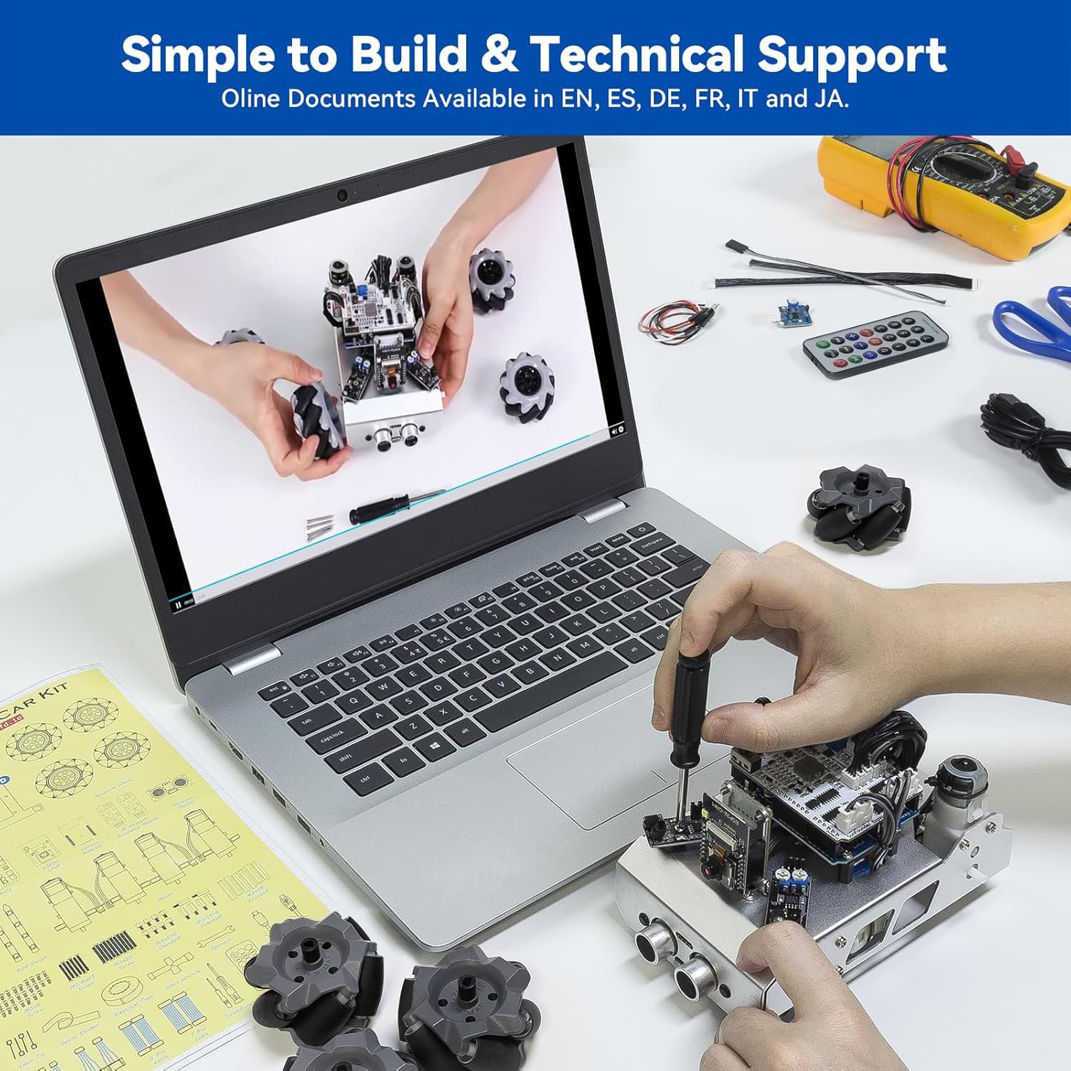 SunFounder Smart Robot Car Kit Compatible avec Arduino UNO R3, 4WD Omnidirectional Movement, FPV, ESP32 CAM, APP Romote Control etc, Educational Robotic Kit for Adults