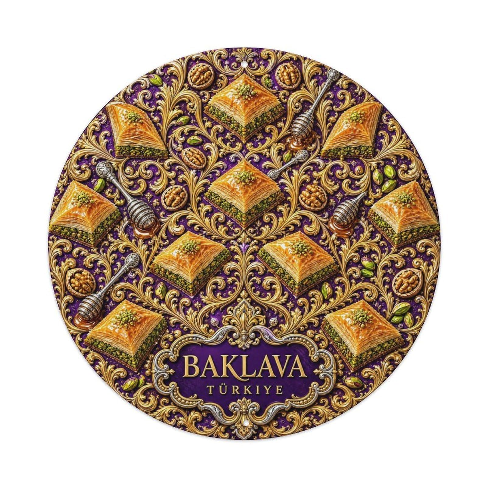 Baklava Jewel Purple Arabesque Pattern Heritage Metal Tin Sign