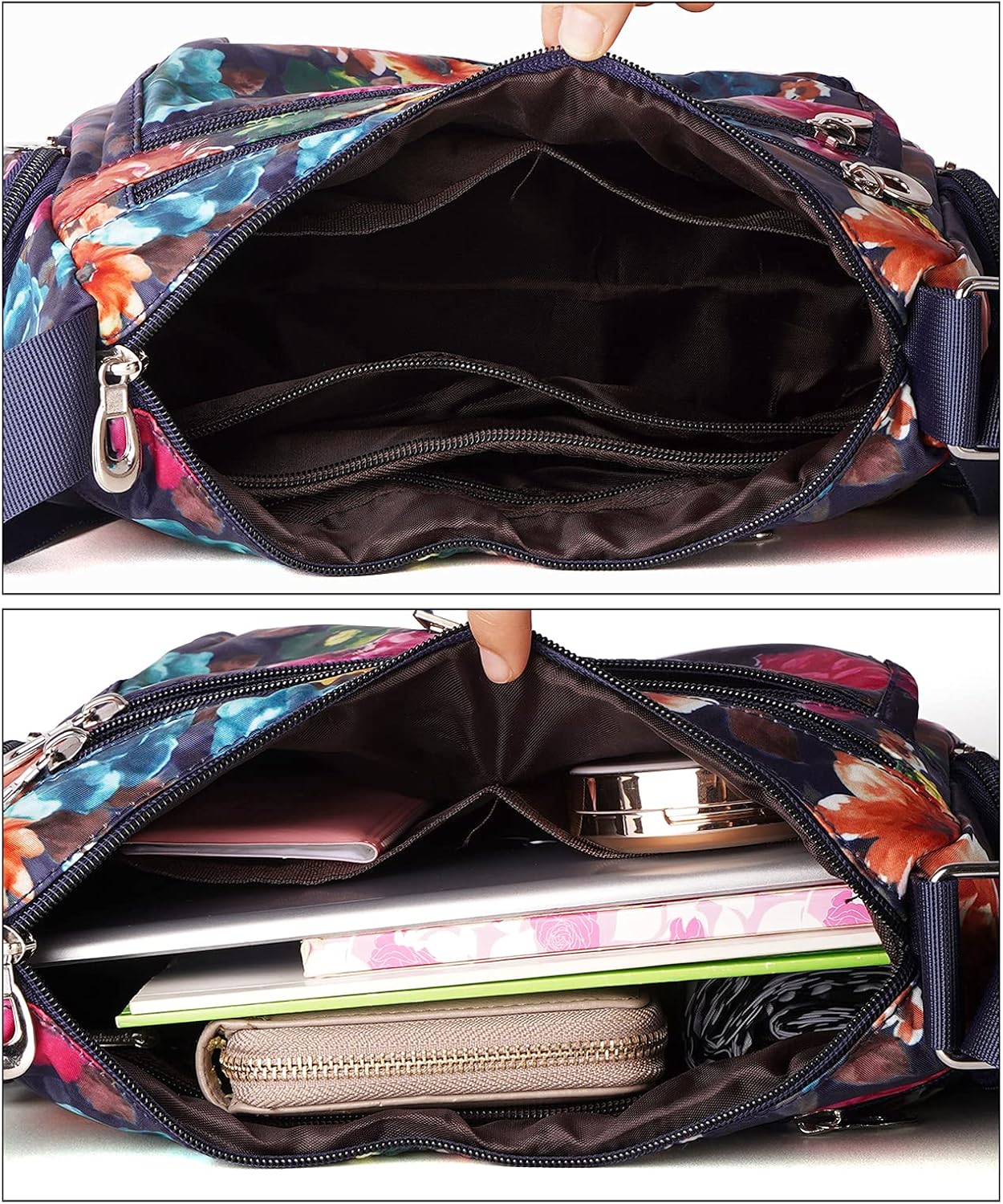 NOTAG Crossbody Bags for Women Nylon Shoulder Bag Floral Multi-Pocket Purses and Handbags - Image 6