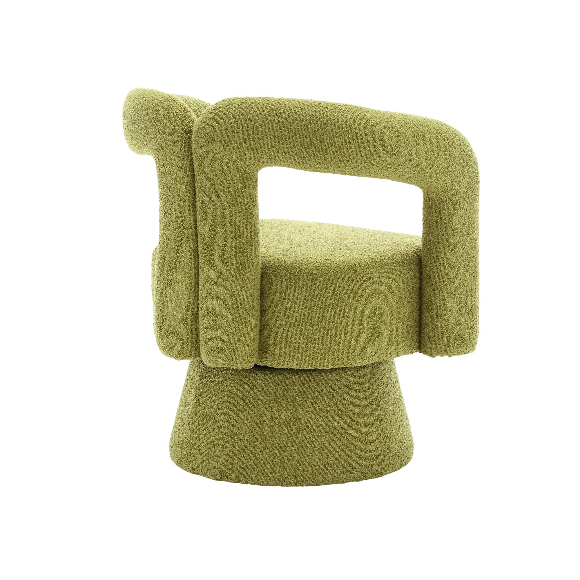 360 Grad Drehbare Kuschelfass-Akzentstühle, runde Sessel mit breiter Polsterung, Flauschiger Stoffsessel für Wohnzimmer, Schlafzimmer, Büro, Warteräume, Oliv