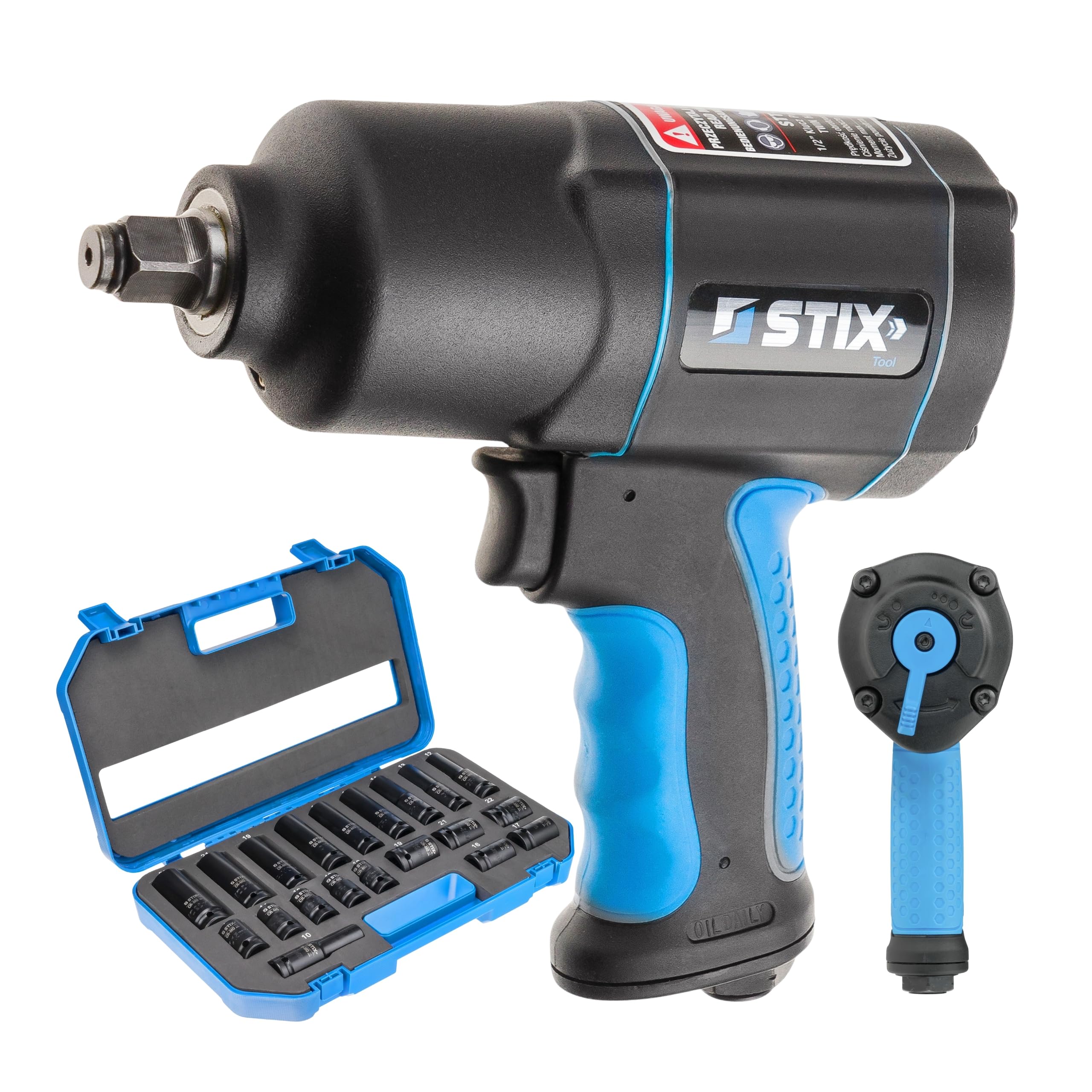 STIX STT-17 Avvitatore Pneumatico a Impulsi 1700 Nm con 20 Bussole CR-MO