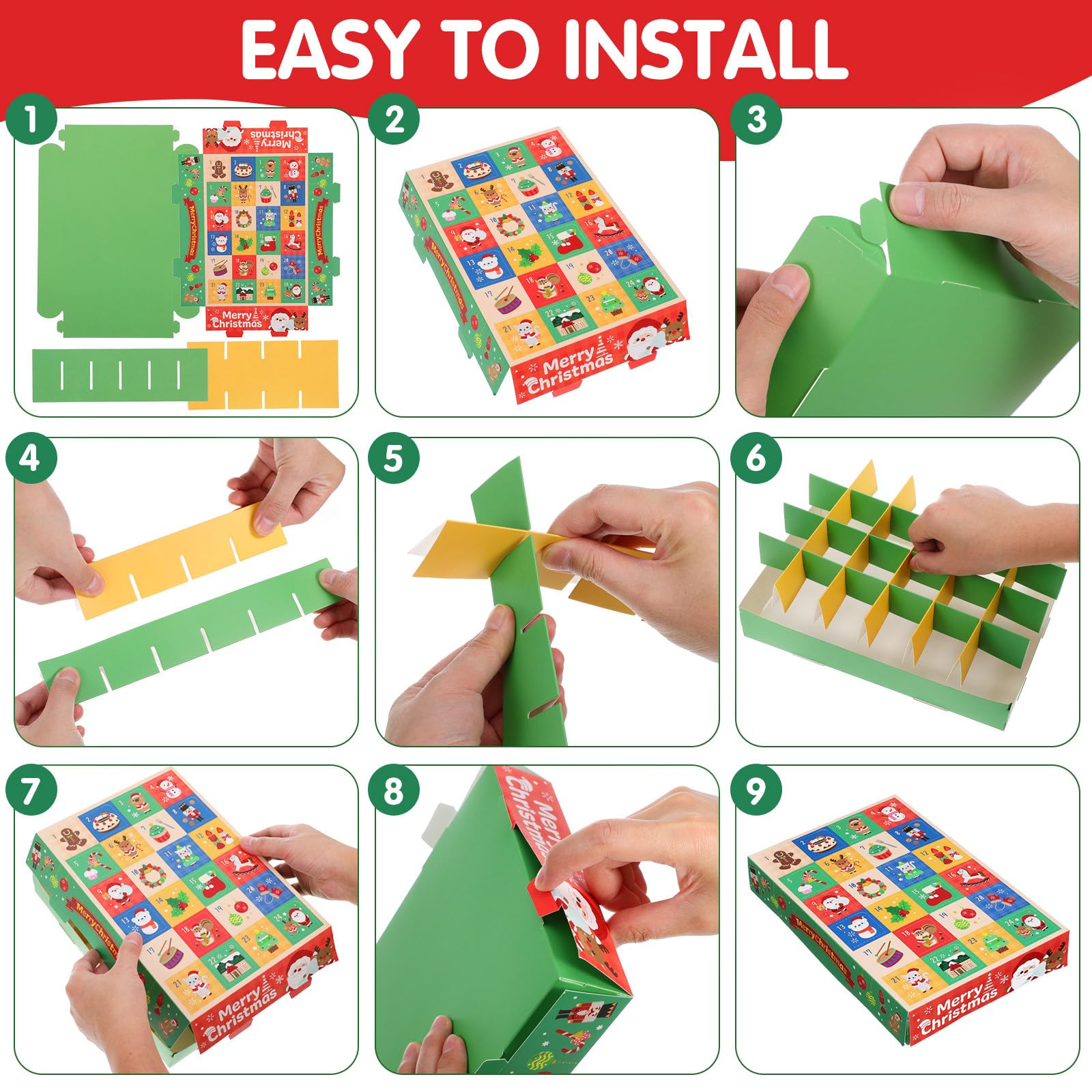 NUOBESTY 5pezzi Scatole Avvento Vuote Scatole Regalo Avvento di Carta per Calendario di Natale da Riempire del Calendario di Natale per Conto alla Rovescia