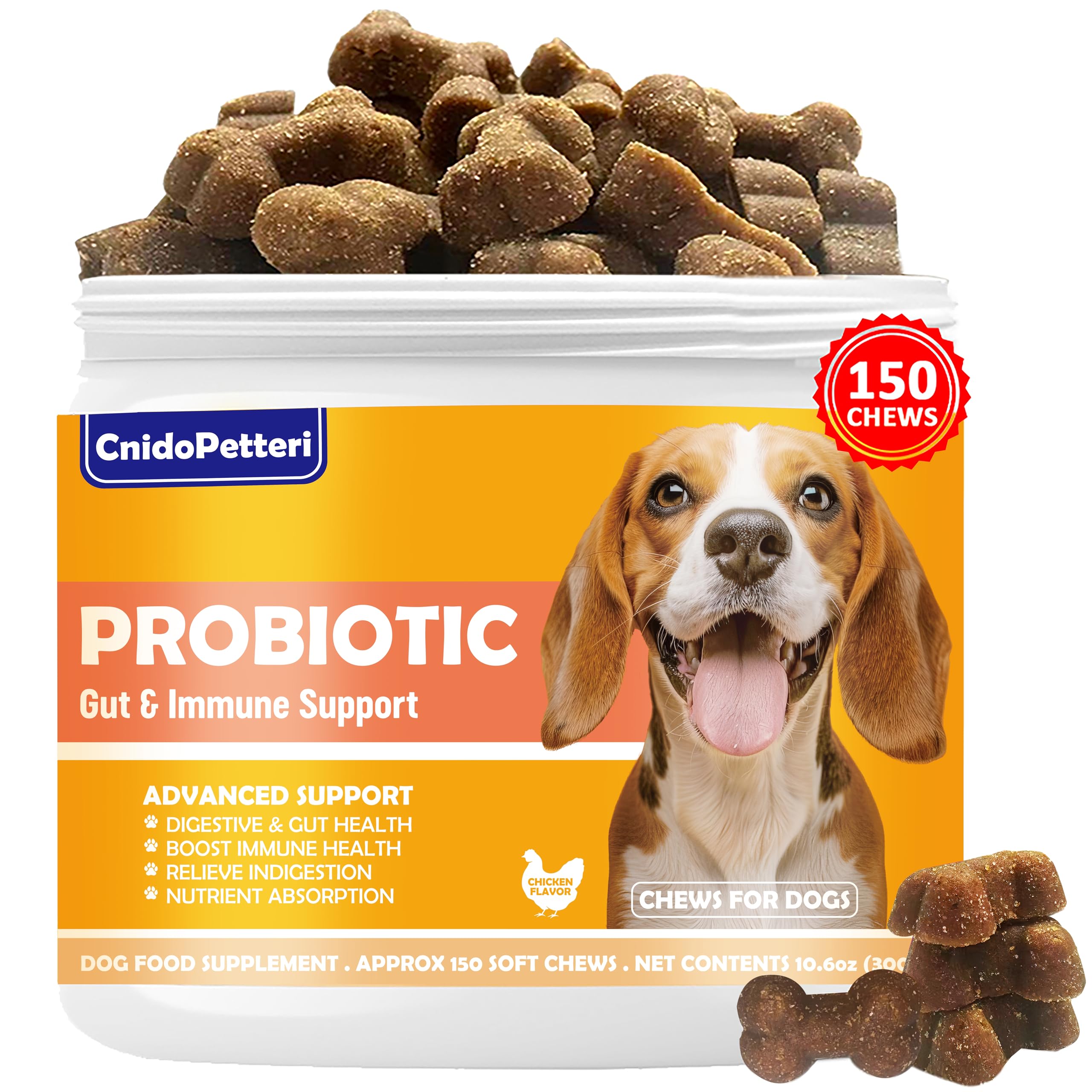 Probiotics for Dogs - Chicken Flavor Soft Chews, 150 Count