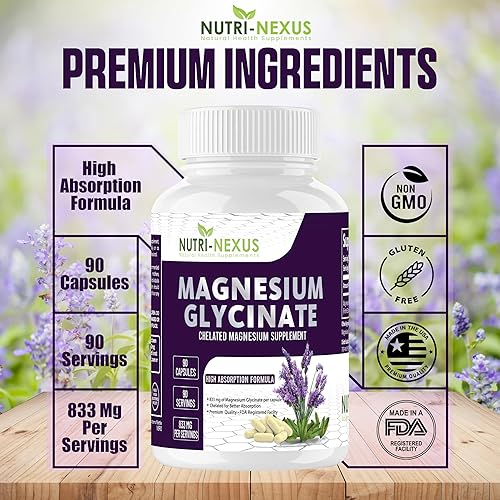 Miniatura 5 de Glicinato de magnesio 833 mg  90 cápsulas veganas  Suplemento de magnesio quelado de alta absorción para apoyar el sueño, los músculos, el corazón y