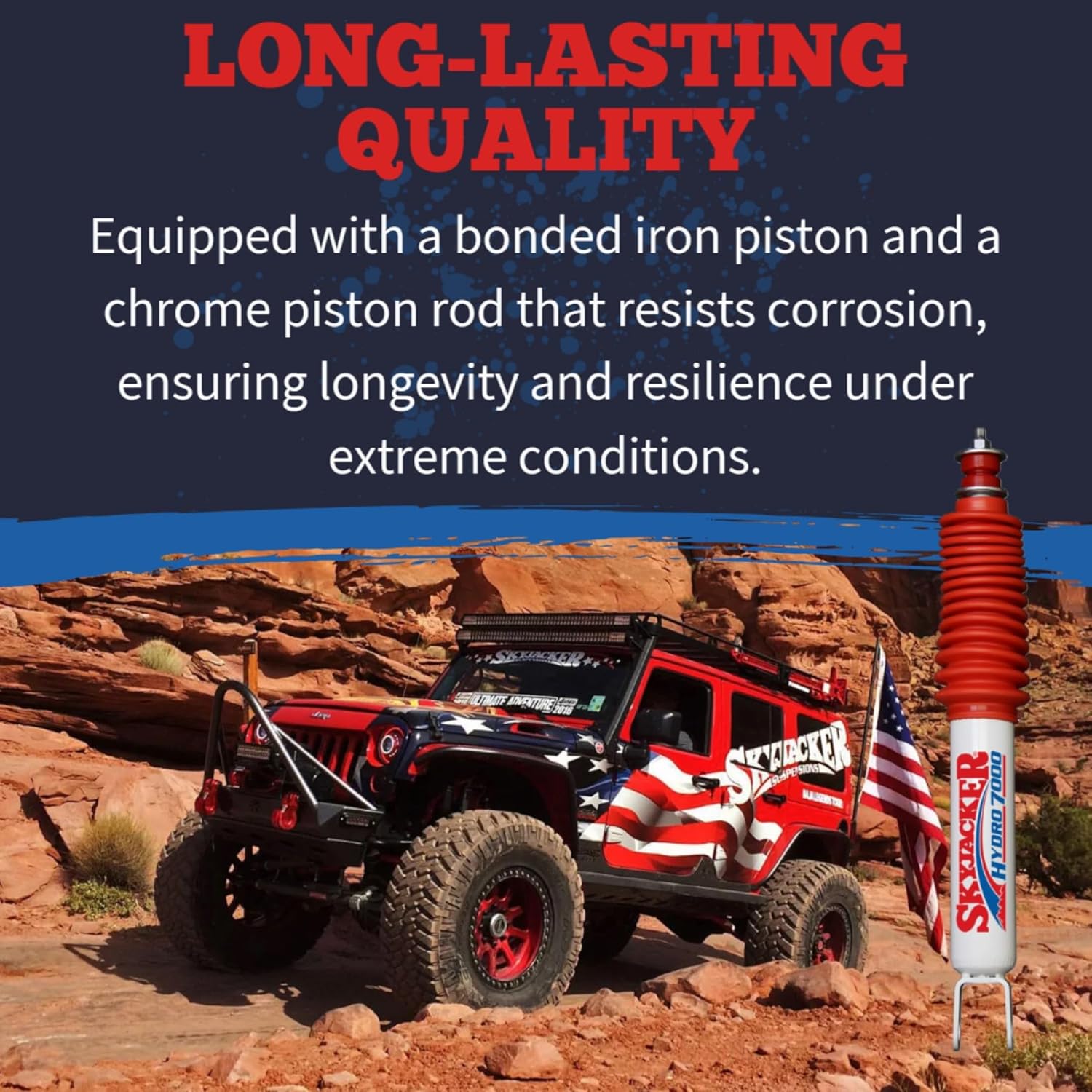 Set of Hydro 7000 Series Front & Rear Hydraulic Action Shocks fits 1999 2006 1500 Pickup 4WD with 0-1” Front & 0-2” Rear Lift | Durable Construction | Velocity-Sensitive Valving