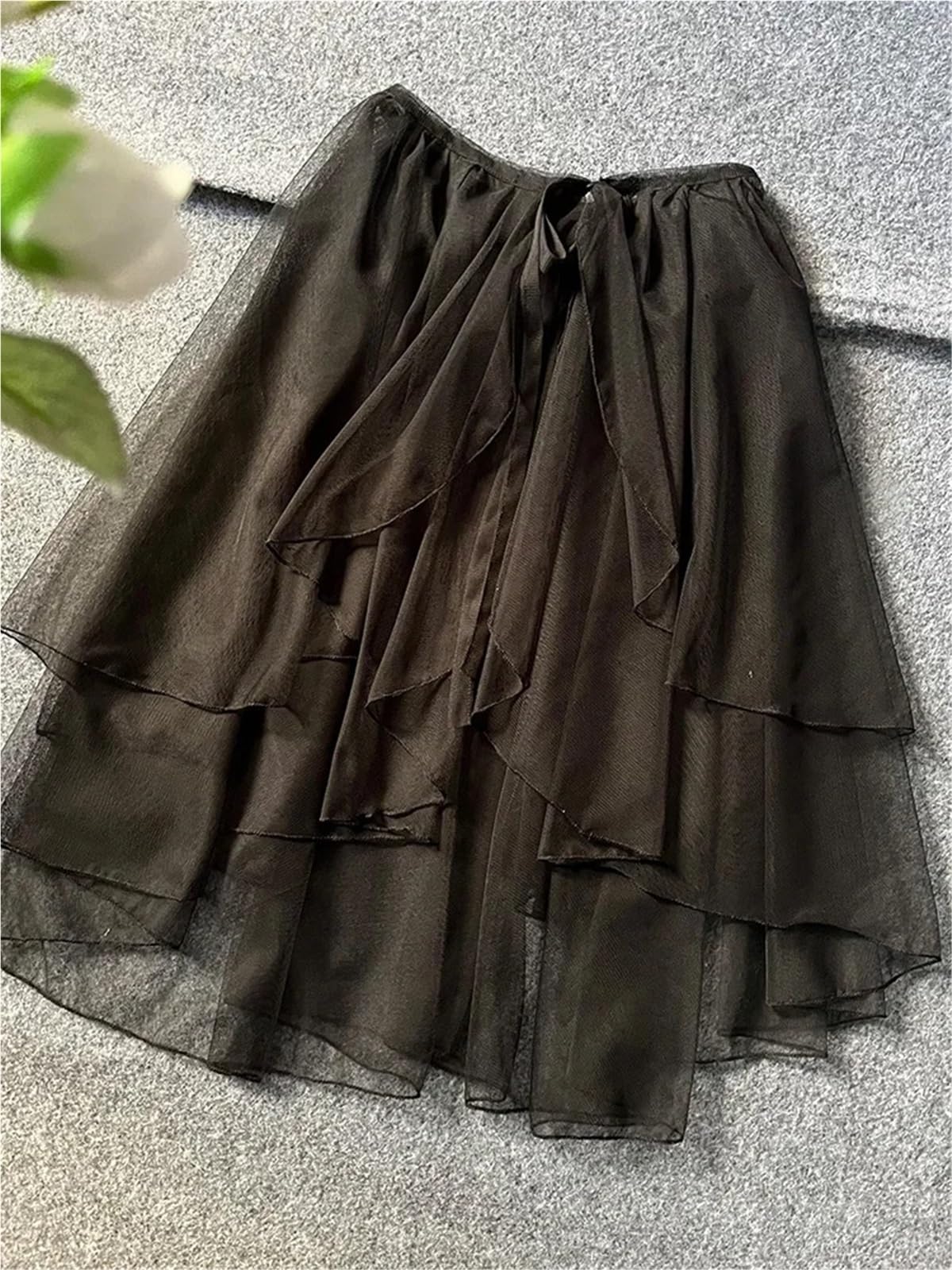 Falda de baile gasa con cortina cintura doble capa