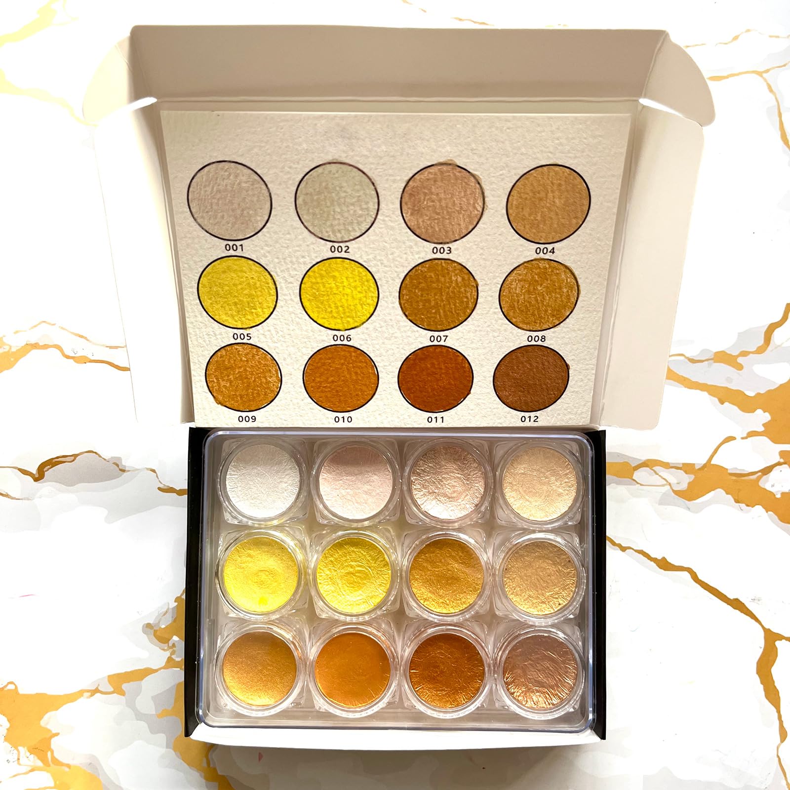 Peinture aquarelle professionnelle 12 couleurs à paillettes pour peinture sur papier, bois, pierre, aquarelle, nail art