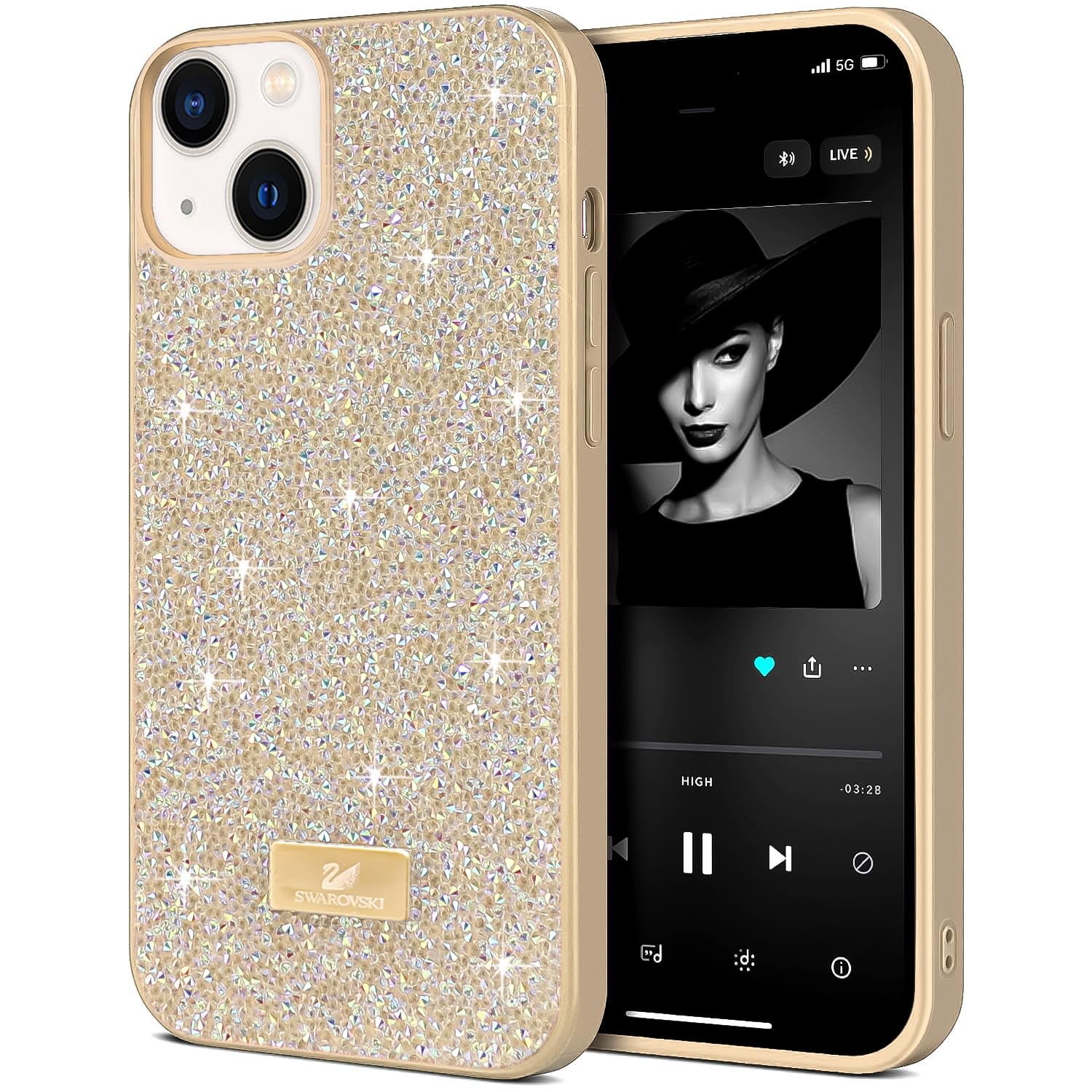 Dl3 Mobilak Case For iPhone 15 (6.1 Inch) Case Glitter, Sparkle Diamond Crystal Bling Case with Bling, Ultra Thin Lightweight Full Body Shockproof Anti-Scratch Protective Cover