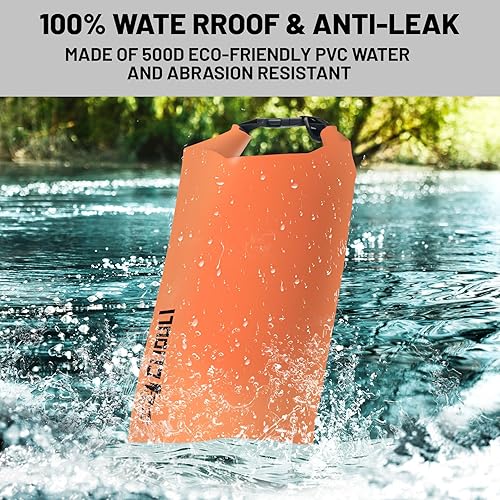 Miniatura 2 de Bolsa seca impermeable, mochila impermeable pequeña naranja con parte superior enrollable, 2L5L10L20L30L40L, bolsas ligeras flotantes para kayak,