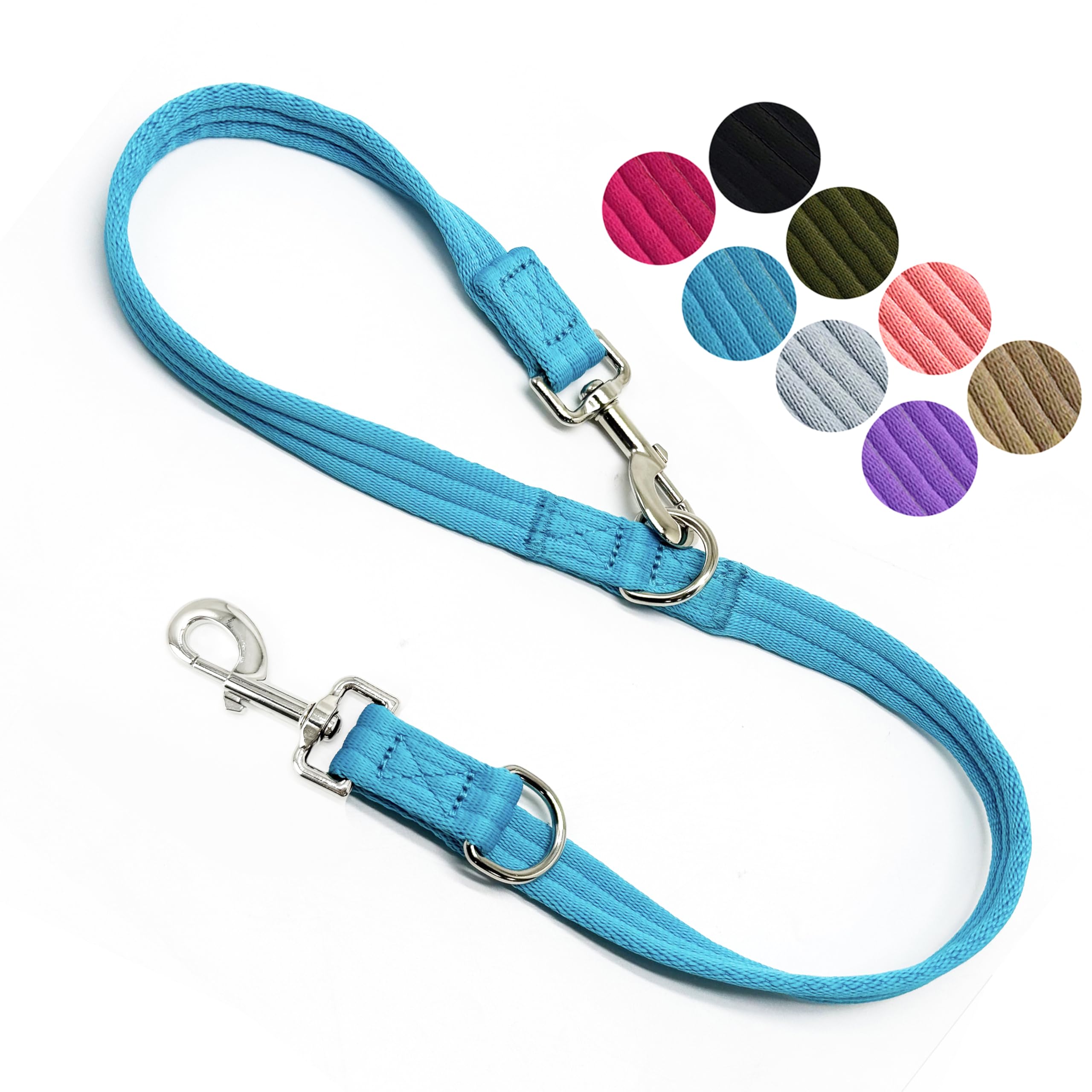 Double Ended Dog Leash,for Obedience Training Easy to Use,Lightweight,Soft for Large and Medium Dogs (Blue, 1M*2.5CM)