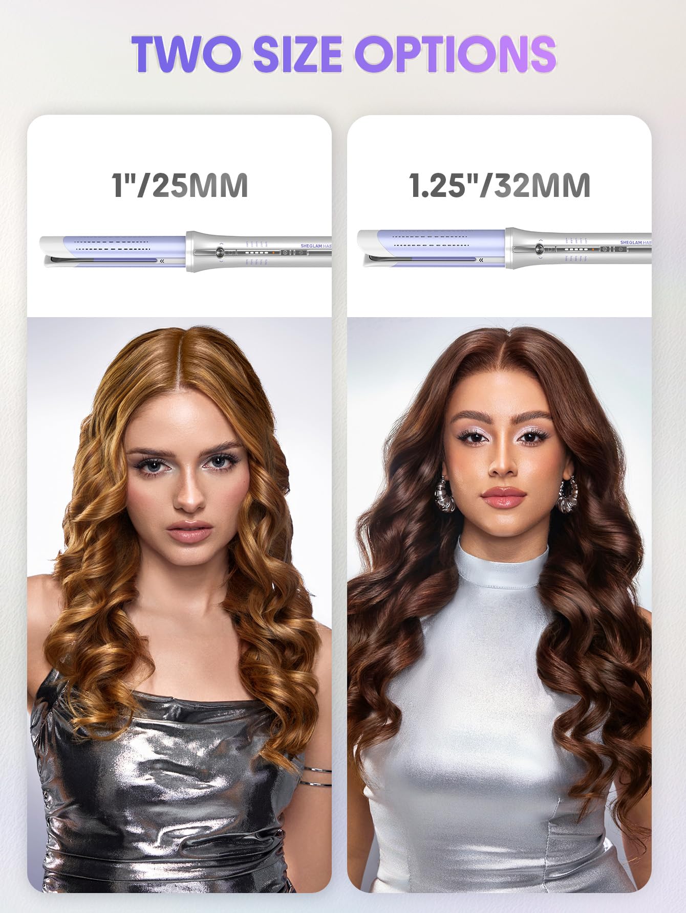 SHEGLAM 25mm Rizador Automático One Touch con Aire Frío – Rizos de Larga Duración para Estilos Bounce u Ondulados, Bajo Riesgo de Quemaduras, Calentamiento Rápido para Cabello de Medio a Largo (25mm)