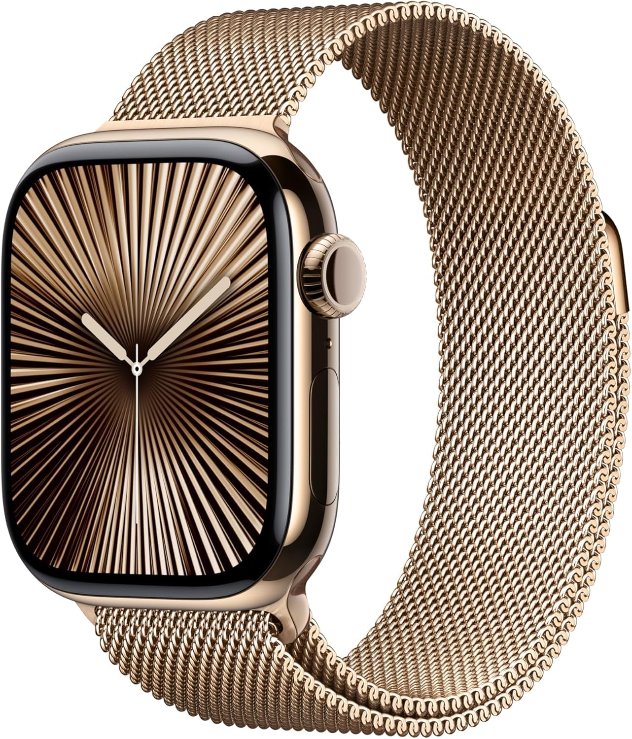 Apple Watch Series 10 [GPS + Cellular, 42mm] - Gold Titanium Case with Gold Milanese Loop, M/L, M/L (Renewed)