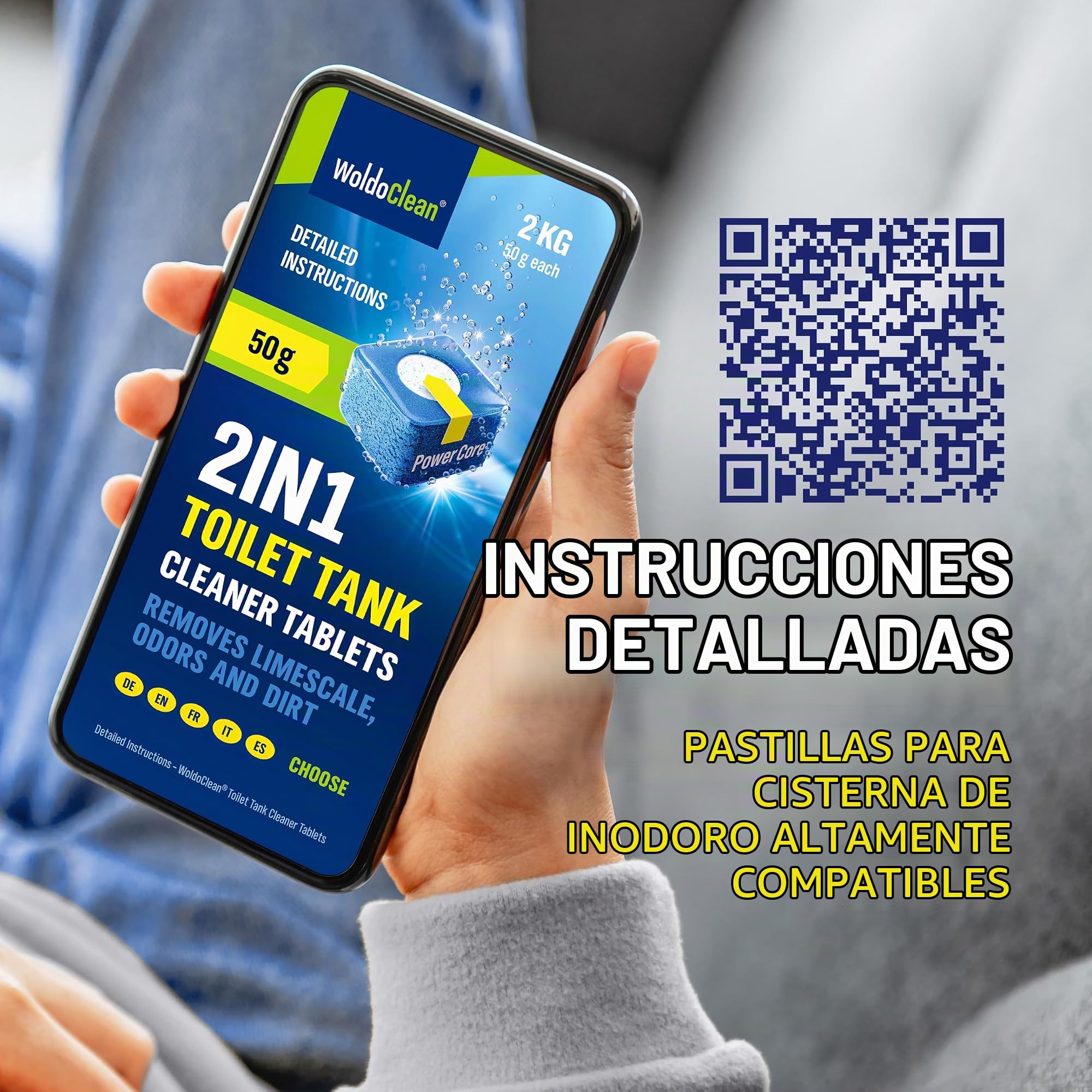 WoldoClean 2in1 Pastillas Cisterna WC Limpiador – Antical Agua Azul 40 | discos WC, limpiador inodoro, antical, inodoro sin reborde, empotrada