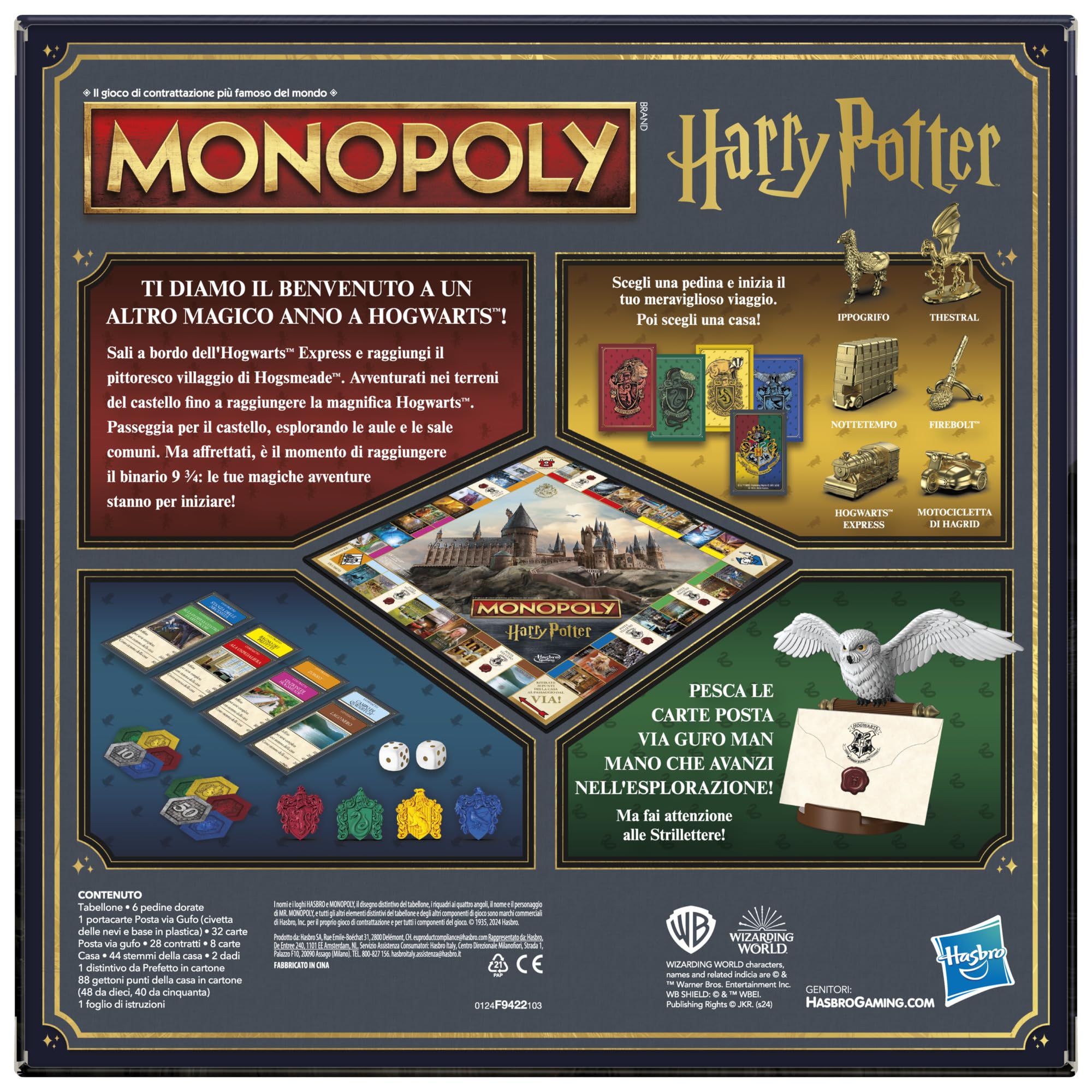 Hasbro Gaming Monopoly, Edizione Harry Potter Una Magica Avventura a Hogwarts, Gioco da Tavolo, Giochi di Halloween, Per Bambini e Bambine da 8 Anni in Su, da 2 a 6 Giocatori, Versione in Italiano