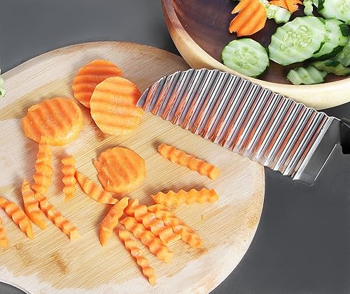 Miniatura 7 de Cortador arrugado de acero inoxidable para verduras, cortador de arrugas más profundo, hoja afilada con agujero para colgar, picador ondulado de