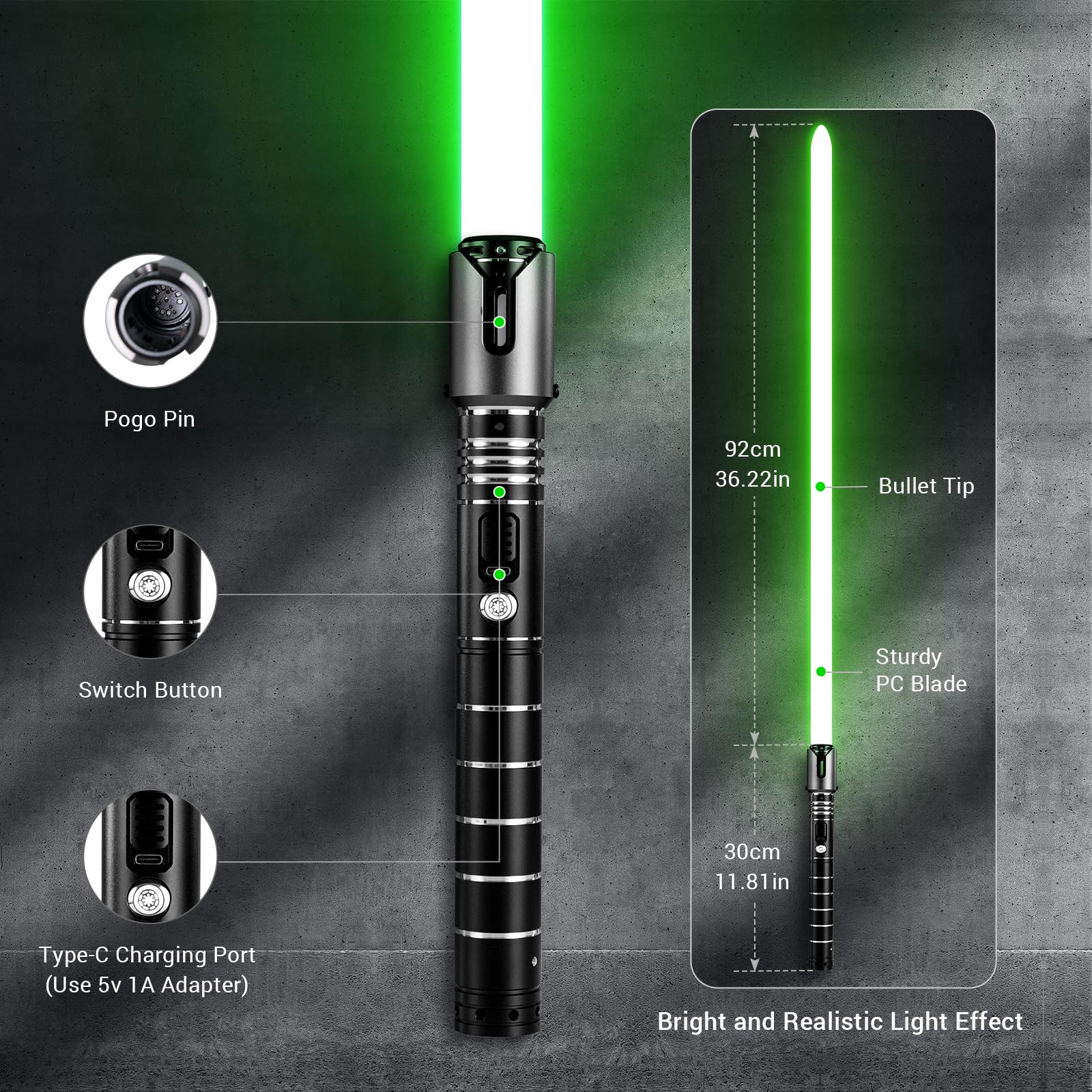 DAMIENSABER Aggiornamento Xenopixel 3.0 Light Saber, Sensibile Motion Control Light Sabers 34 Font Suoni, Liscio Swing Dueling Light Saber con Infinito Cambiamento di Colore per Adulti Metal Hilt,