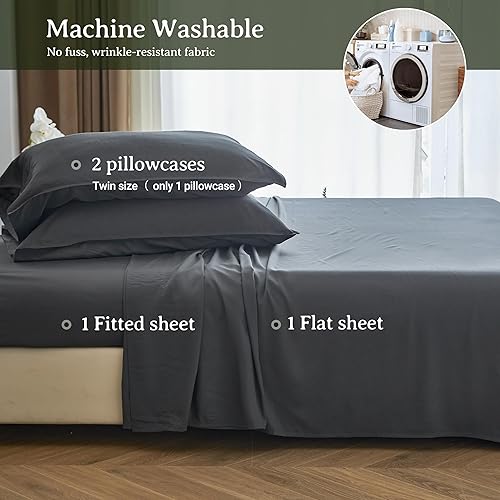 Miniatura 4 de Simple&Opulence Juego de sábanas de 100% viscosa de bambú, 4 piezas, refrescantes, suaves y transpirables, rayón de lujo y sedoso (1 sábana