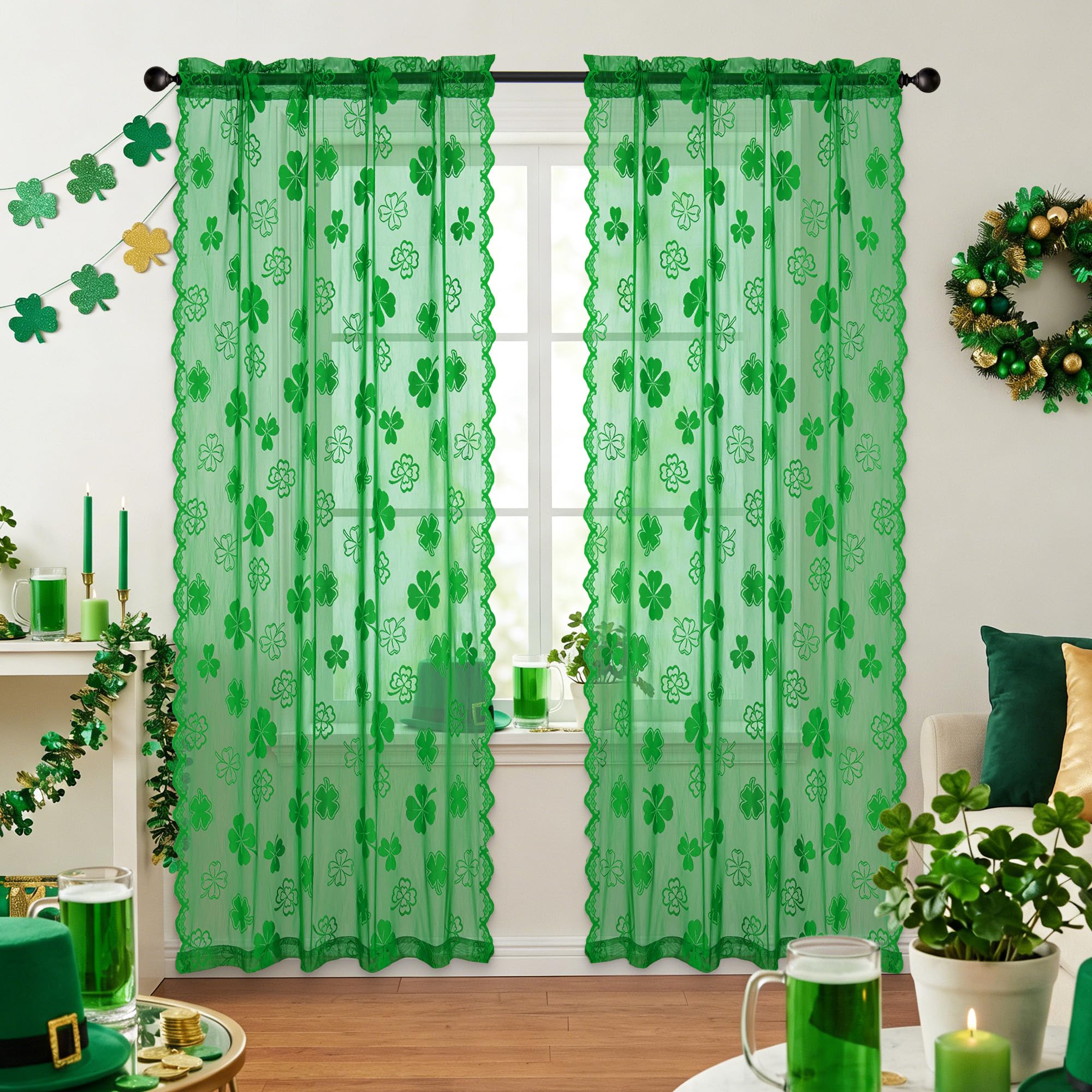 Fall Lace Curtains - 63 Inch, Harvest Pumpkin Style -12