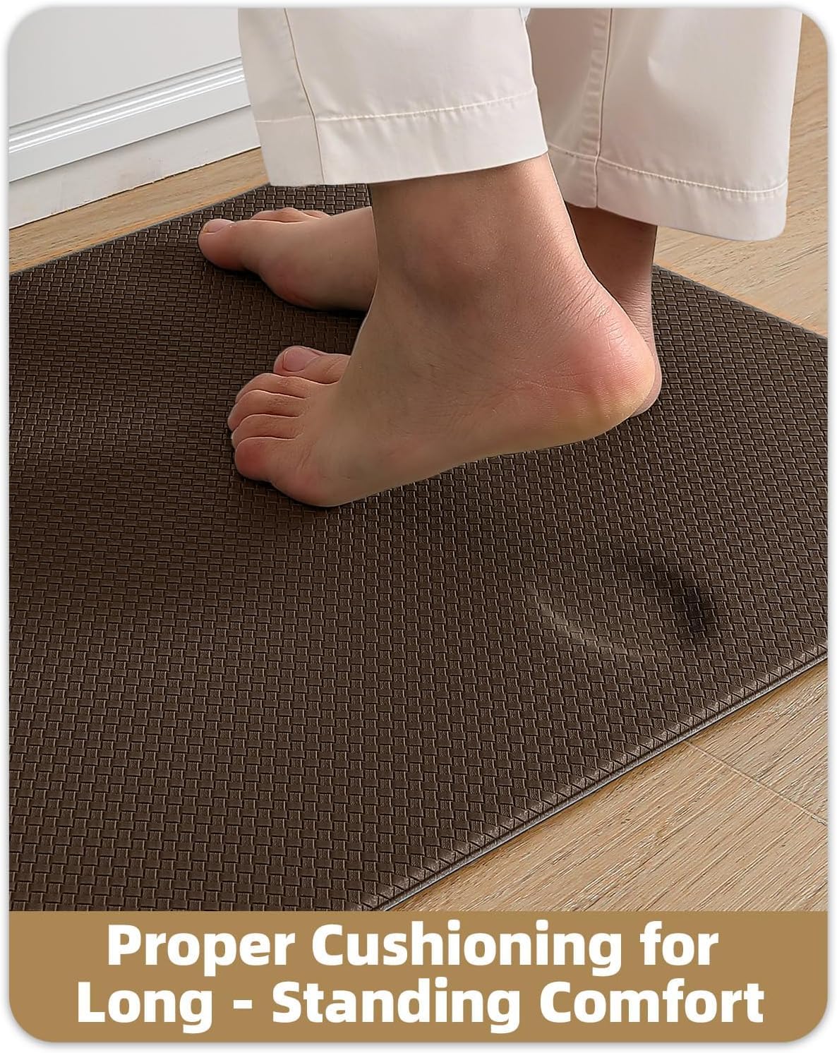 Color&Geometry Tappeto da Cucina Antifatica - 44x200cm, Imbottitura Morbida in Memory Foam, Impermeabile, Resistente all‘Olio e Antiscivolo, Ideale per Zona Lavello, Piano Cottura e Lavanderia,Marrone