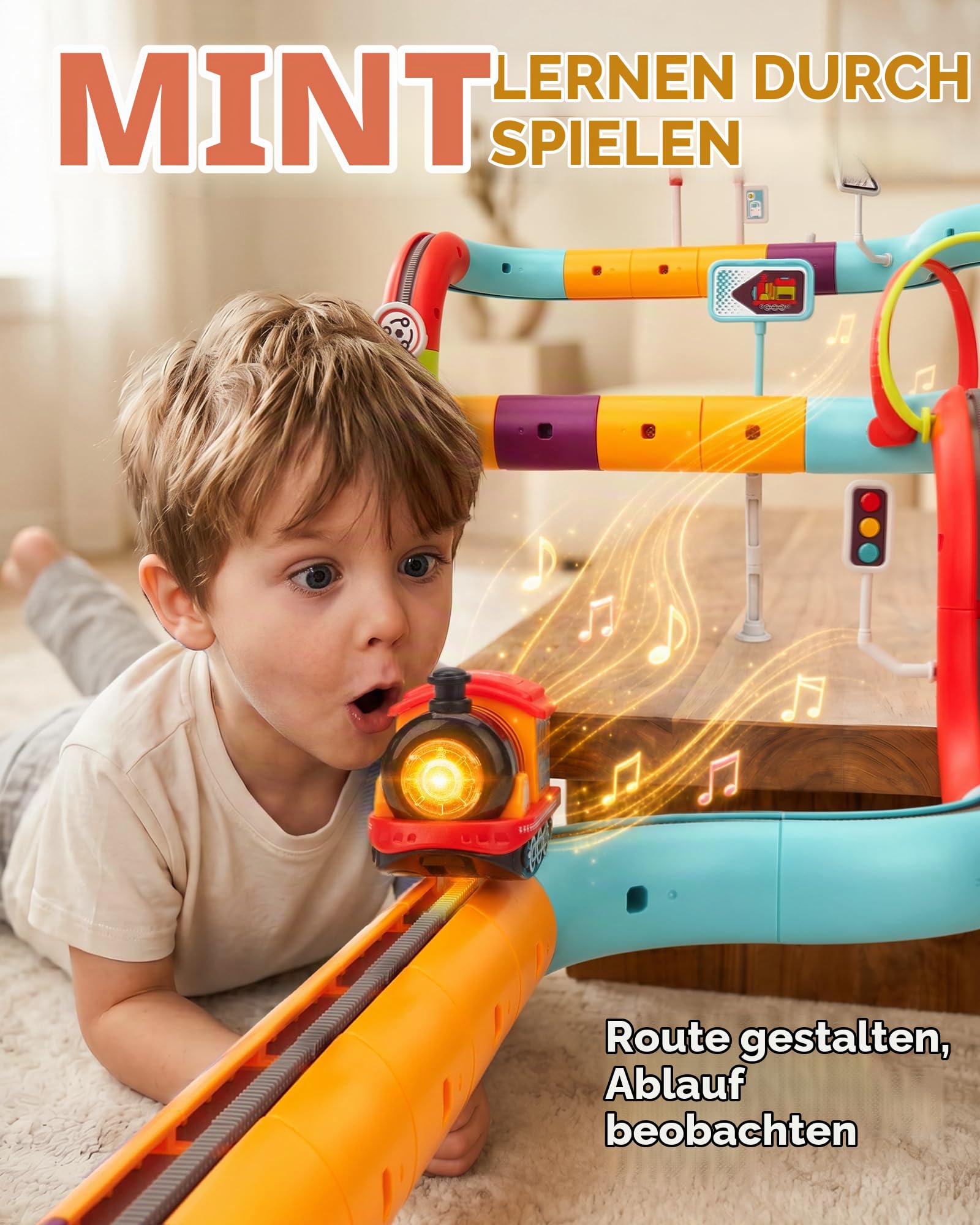 hahaland Eisenbahn Kinder Elektrisch, 59-TLG 2 Züge, Spielzeug ab 3 Jahre