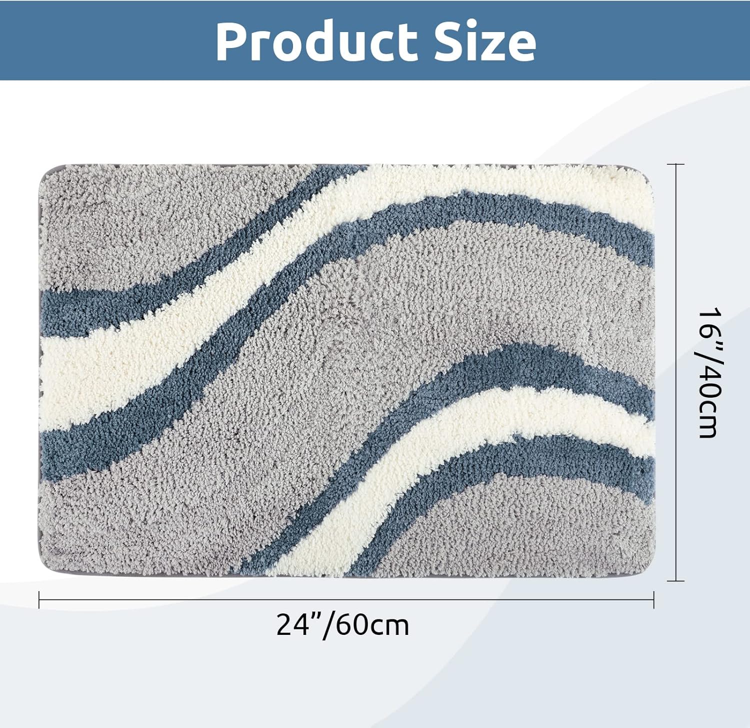 KAMA BRIDAL Microfiber Bath Mat Non-Slip Bathroom Floor Rugs Fast Water Absorbent Shower Mat Ultra Soft Bath Rug Anti-Slip Backing Machine Wash Grey 16x24