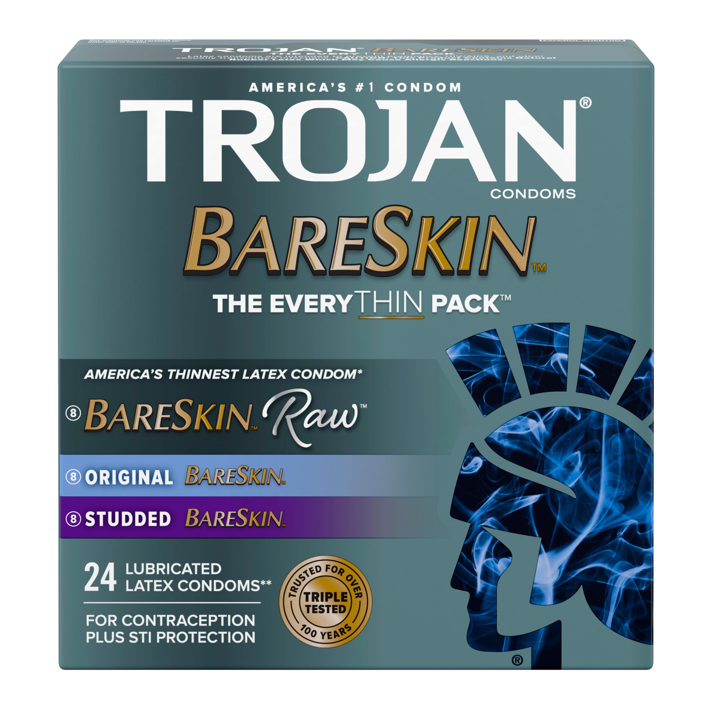 Trojan Bareskin Variety Pack Every Thin Premium Lubricated Condoms - 24 Count