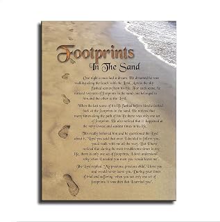 Footprints in The Sand Poem Poster Print Canvas Painting Wall Art for Living Room Bedroom Office Decoration (24×32inch_Unframed)