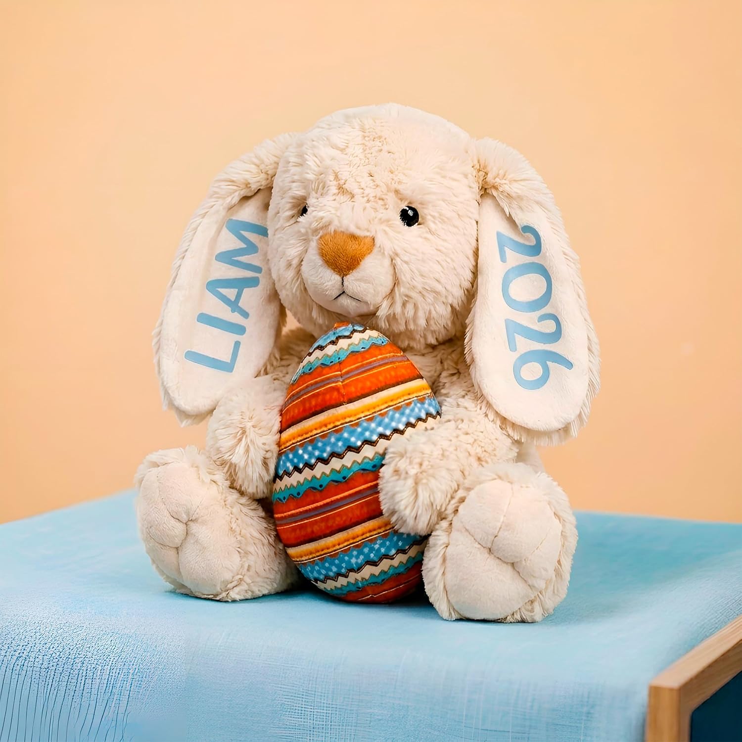 Personalized Stuffed Bunny Custom Plush Toy - Adorable Bunny Stuffed Animal Gift for Baby Boy and Girl, 11.81" Made in USA