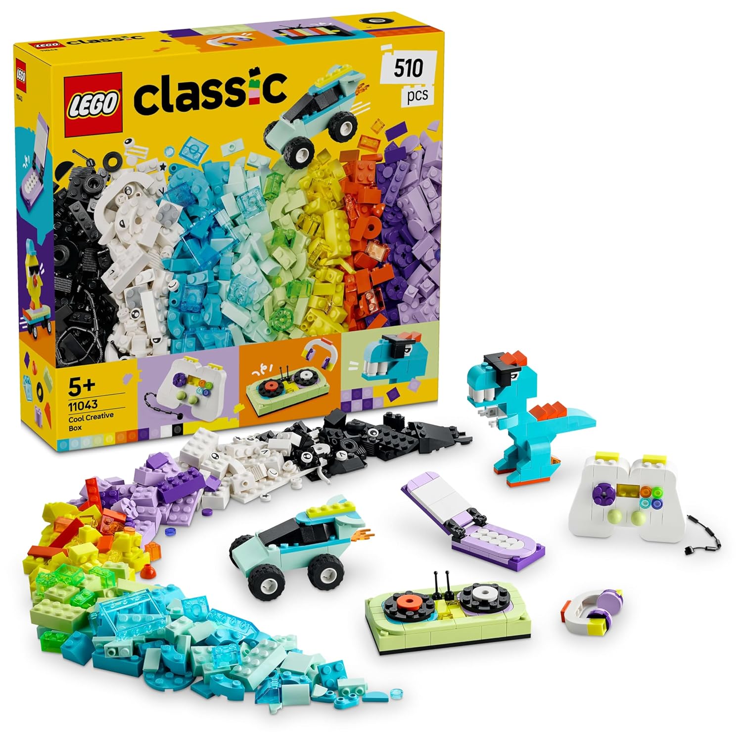 LEGO Classic Cool Creative Box, Colorful Building Bricks Toy 11043 Building Blocks Toys for 5+ Gift for Boys and Girls