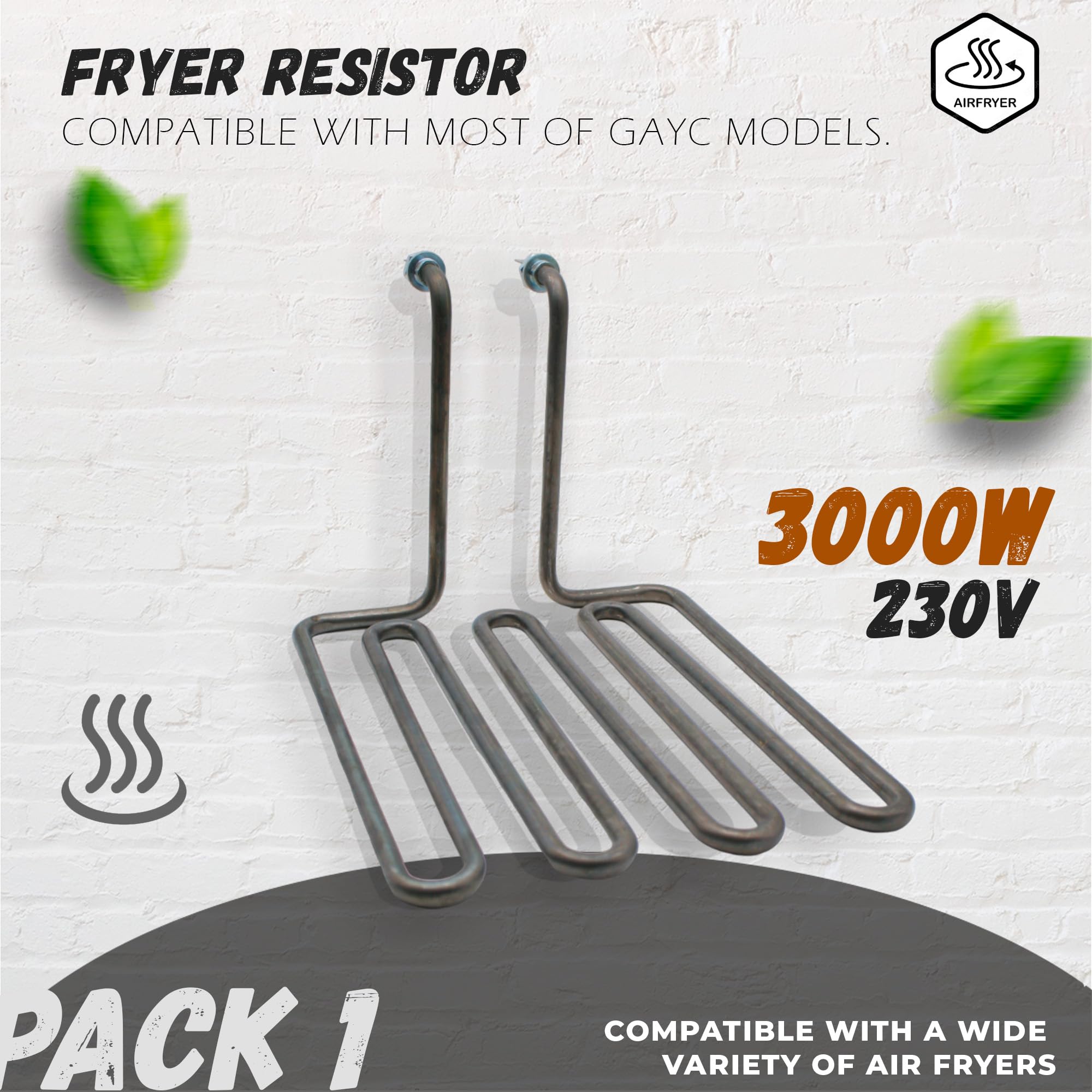 DOJA Barcelona | Resistencia para Freidora | Resistencias Calefactoras para Freidoras Compatible con GAYC | 3000W | Resistencia Electrica 230V | 185x230x162mm | Calentador Temperatura Aceite