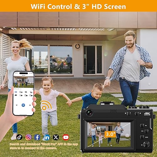 Miniatura 6 de Cámaras digitales 4K para fotografía  lovpo 56MP Autofocus Vlogging Cámara para YouTube con lente frontal y trasera, zoom 18X, cámara WiFi de punto