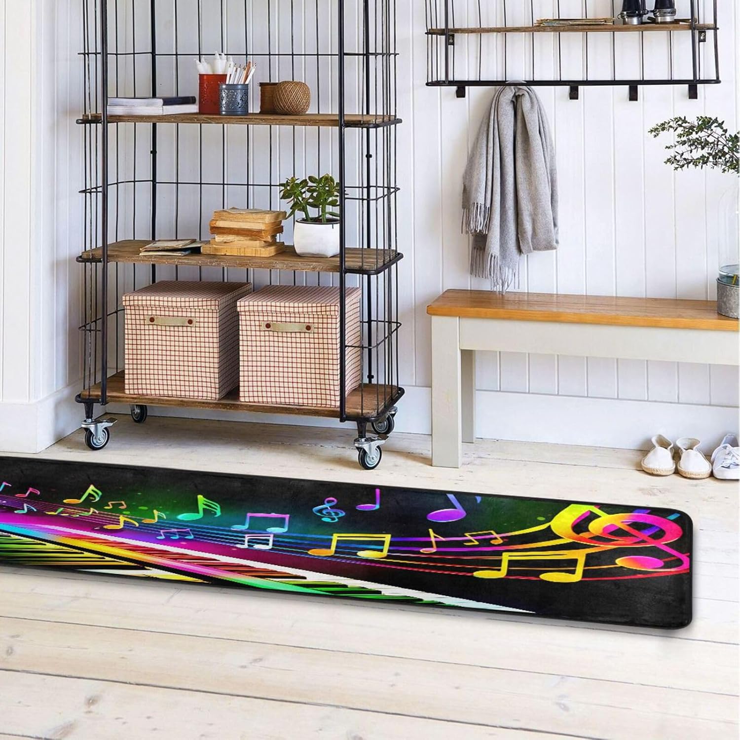 Qilmy Runner Rug 72x24inch,Piano Music Note Stripe Non-Slip Anti Fatigue Comfort Floor Mats Kitchen Long Rugs for Bedroom Living Room Bathroom Hallways Entrywa Halloween Decoration