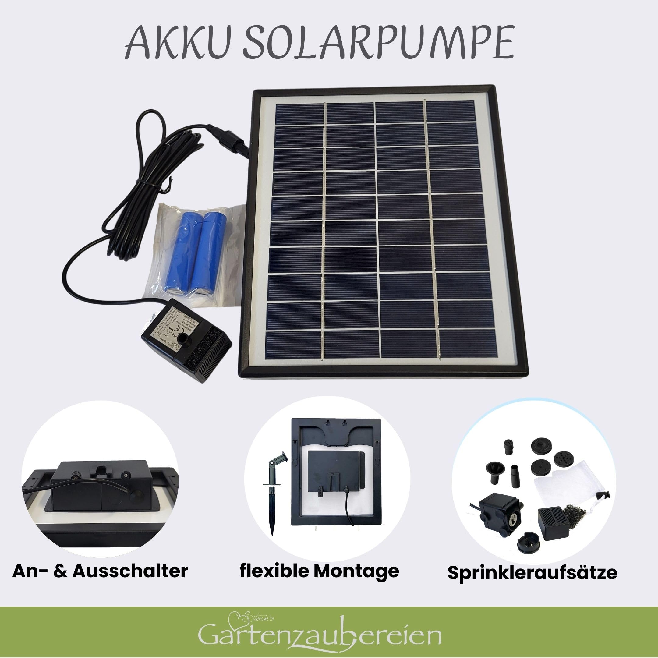 Storm's Gartenzaubereien Wasserspeier Kopf mit Händen Solar mit Akku Pumpe - Keramik Teichfigur fürMiniteich - Wasserspiel Garten Deko Gesicht - Set mit 6,5W Solarmodul