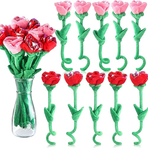 ZJoey 1018 piezas de rosas de felpa rellenas de rosas flexibles, ramo de peluche de flores suaves de 12.6 pulgadas para graduación 2024, día de la