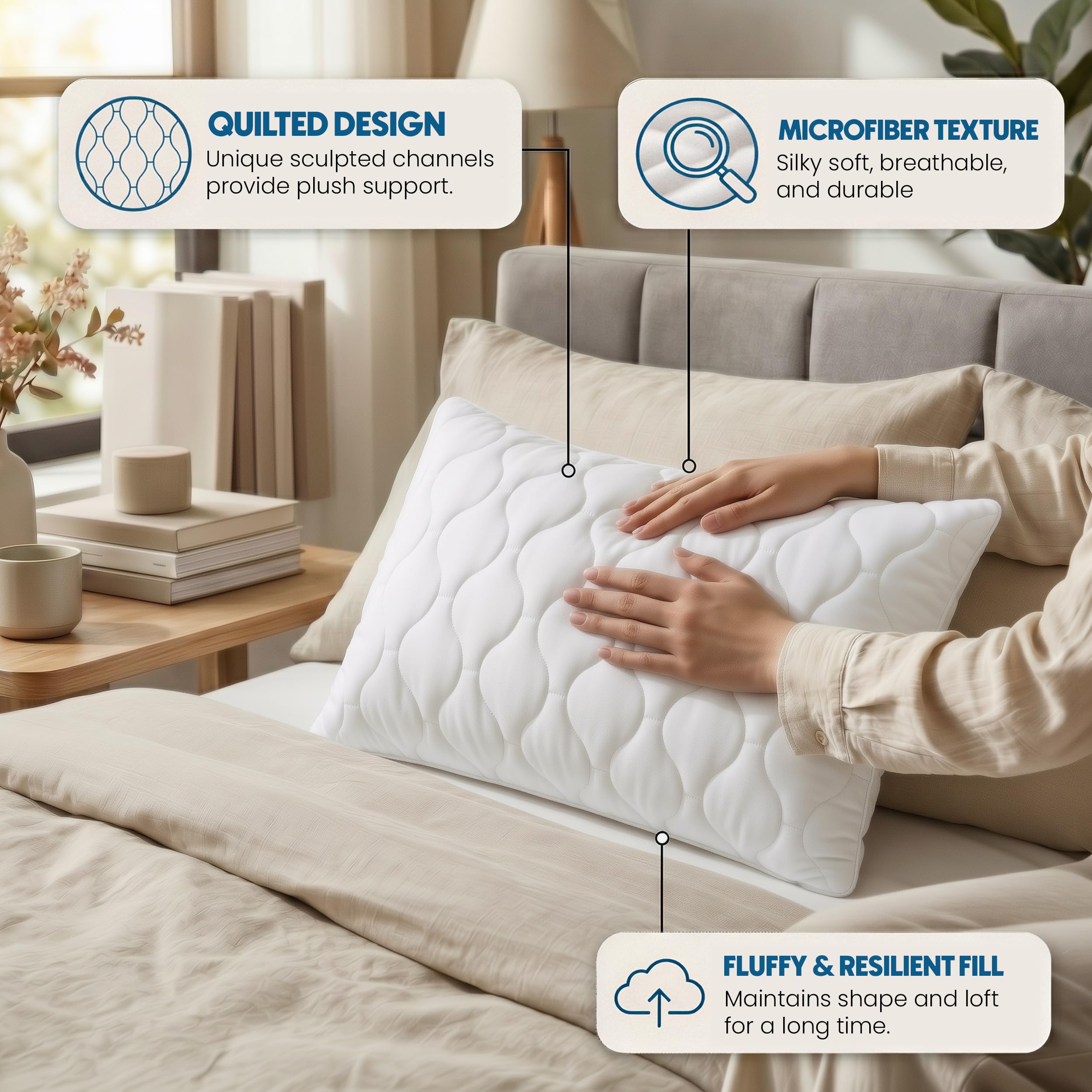 Utopia Bedding Cuscini trapuntati 70x90 cm Bianco