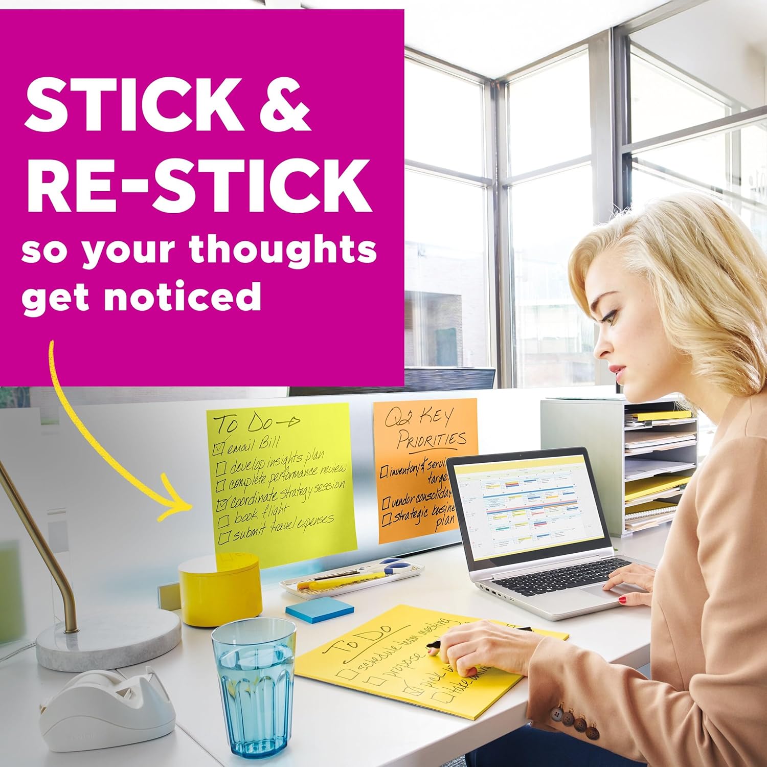 Post-it Super Sticky Big Notes, 8 in. x 8 in., Extra Large Sticky Notes in Papaya Fizz, 2 pads, 60 Sheets Total, Great for Vision Boards, Creative Projects, Study Spaces, Group Brainstorming, and More - Image 7