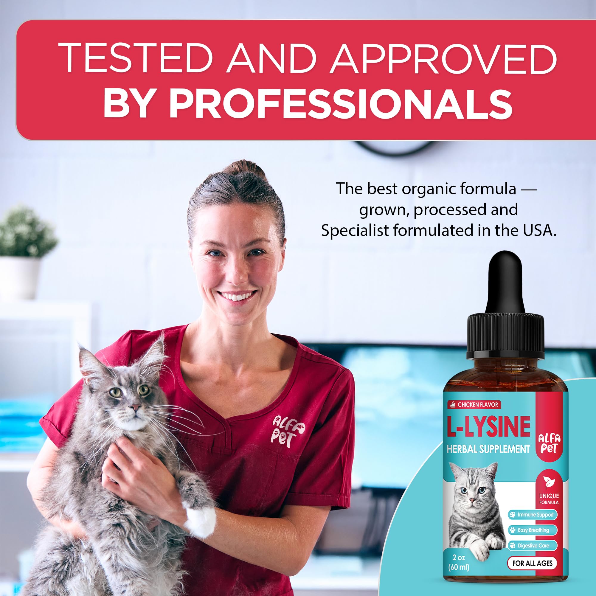 L Lysine for Cats with Taurine & Probiotic – A and B Vitamins Help with Watery Eyes, Sneezing, Cough, Allergies – Feline Upper Respiratory Supplement Works as a Natural Antibiotic for Cats – 2 Oz — Amazon image 7