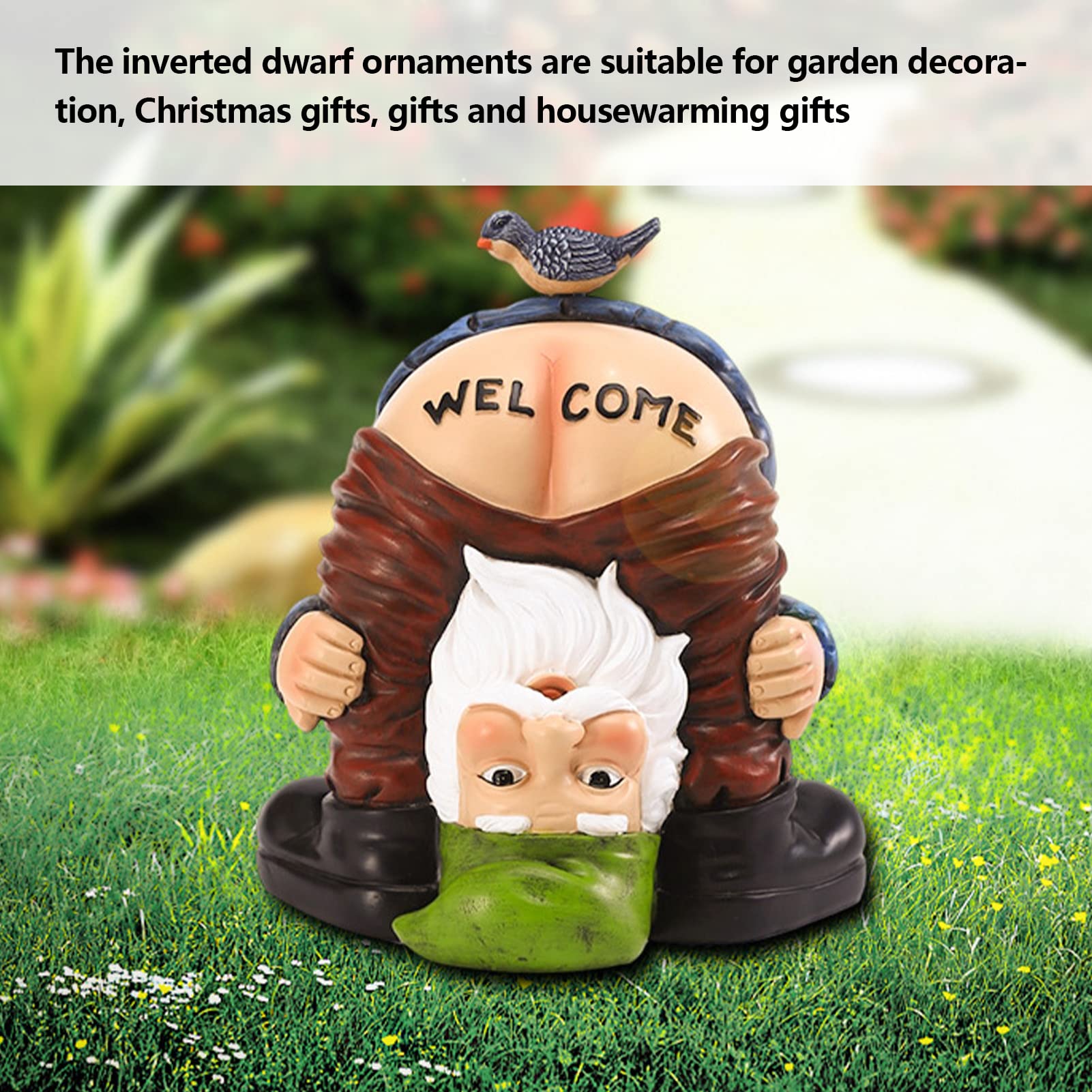 Statua di Gnomo da Giardino, Statue da Esterno Colorate Dipinte a Mano per Giardino, Gnomi impertinenti in Resina Sintetica dall'aspetto squisito 18 cm