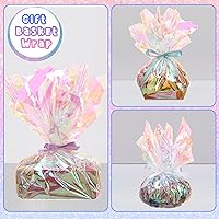 Vista 6 de Seajan Rollo de celofán iridiscente de 32 pulgadas x 200 pies, papel de regalo de arcoíris, envoltura de celofán holográfico para canastas, ramo