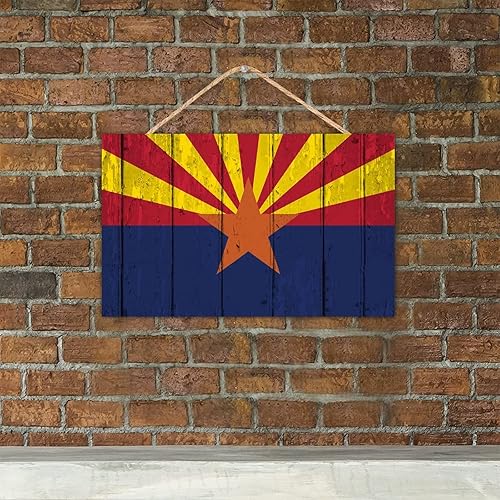 Miniatura 6 de TEANFUN Letrero colgante de madera del estado de Arizona, bandera rústica del estado de Arizona, letrero de pared de madera para colgar en la