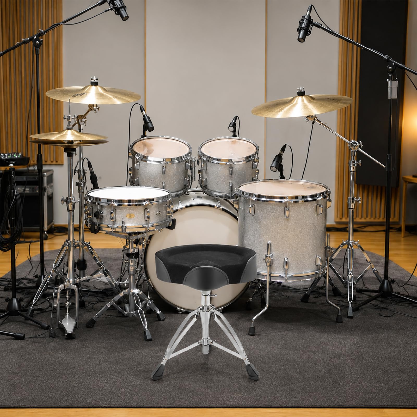 Sattelform Schlagzeughocker, Höhenverstellbar 45-68cm mit Gepolsterter