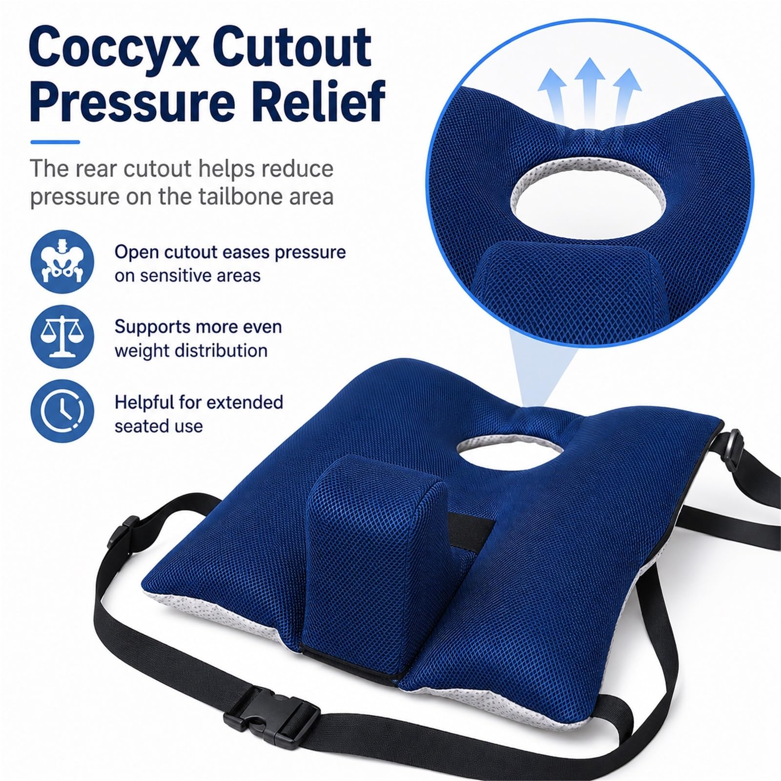 Soporte Lateral para Silla de Ruedas Antivuelco Cojín Antiescaras para Ancianos y Discapacitados Protector Lateral Ajustable de Espuma para Alivio de Ciática y Coxis
