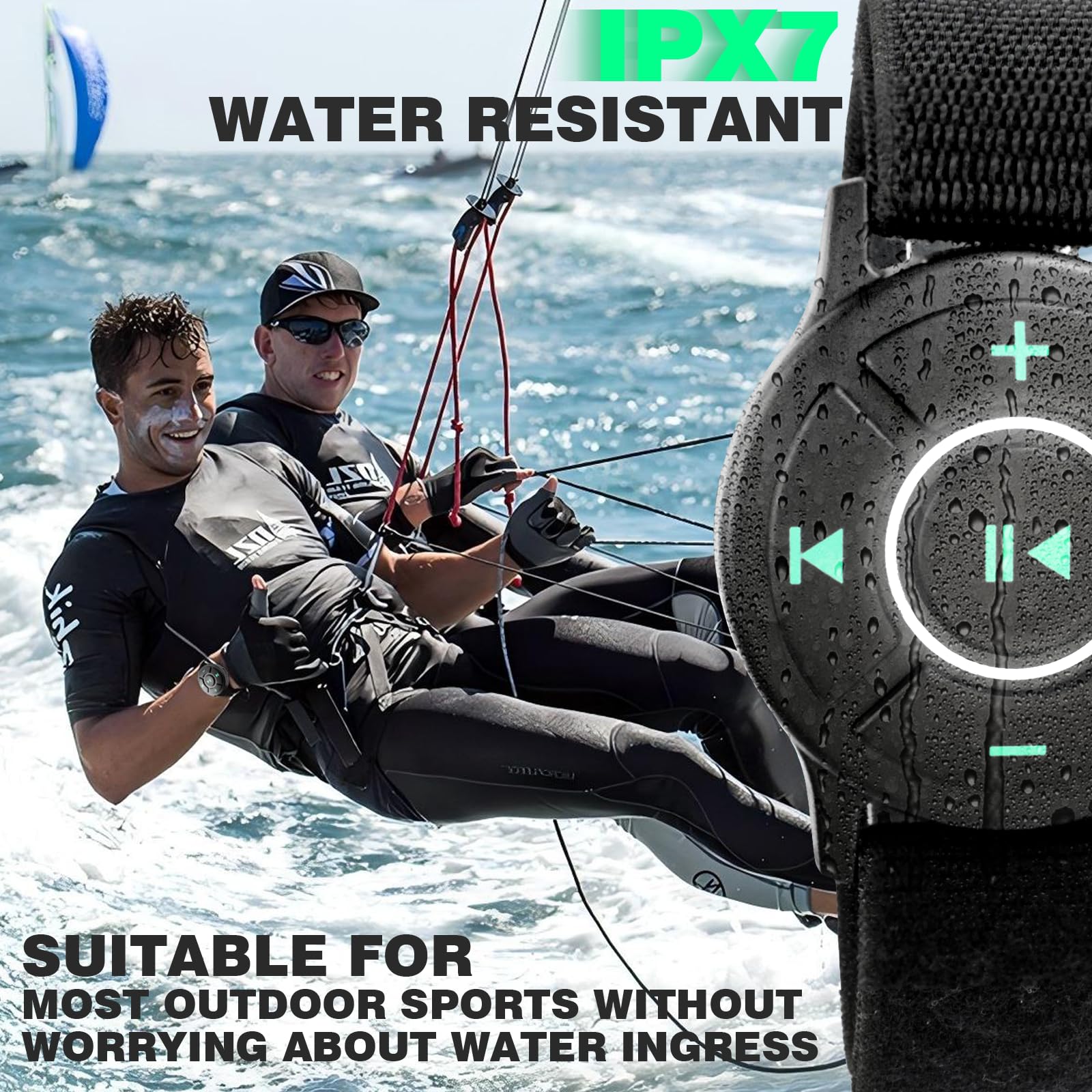 Doohoeek Bluetooth Fernbedienung mit Armband für iPhone & Android Phone, Tragbare Anruf/Musik/Foto-Fernsteuerung bei Outdoor Sport, Skifahren, Motorrad, Fahrad, IPX7 Wasserdicht