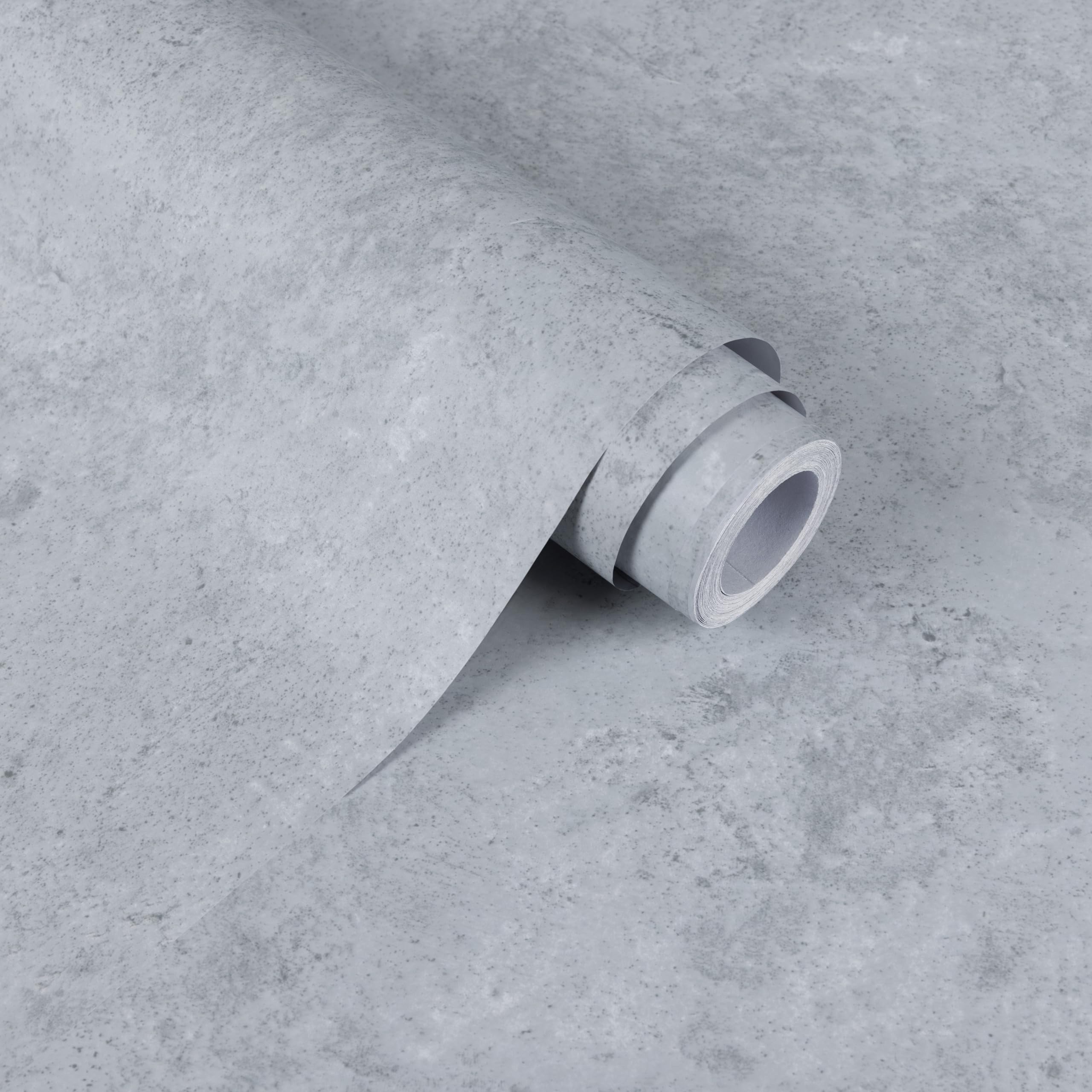 Alened Sticky Back Plastic Grey Vinyl Wrap 40x300cm Concrete Effect Self Adhesive Peel and Stick Wallpaper Matte Waterproof Removable Decorative for Kitchen Furniture