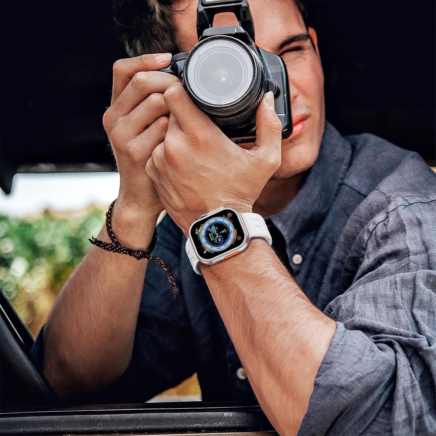 Sport Bands Compatible with Apple Watch Ultra 3/2/1 49mm, Series 11/10 46mm, 9/8/7 45mm, SE/6/5/4 44mm, 3/2/1 42mm for Men Women Silicone iWatch Band (49/46/45/44mm, White) - Image 6