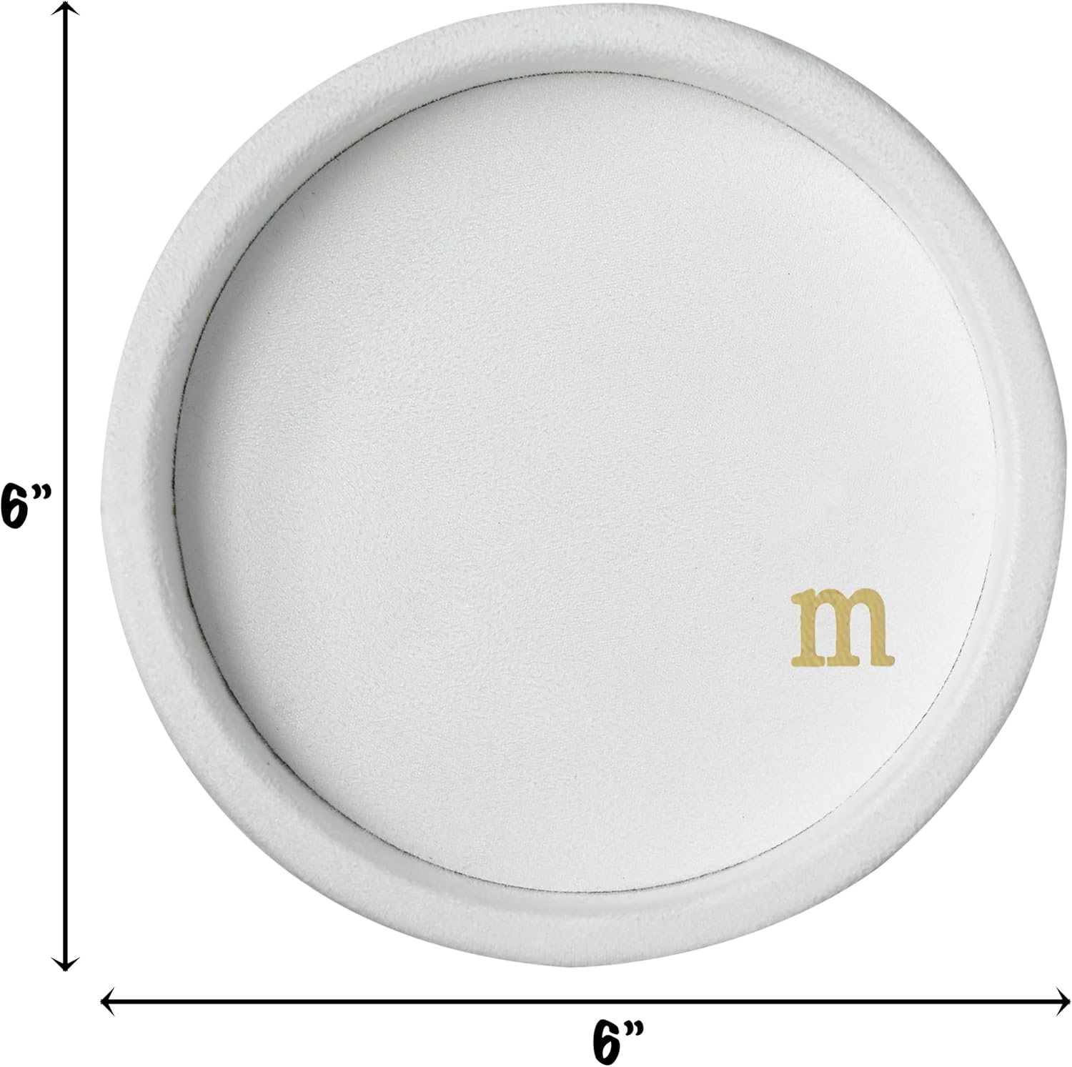 COLLECTIVE HOME - Velvet Jewelry Tray, 6" Monogrammed Jewelry Dish, Smooth Velour Display Dish for Rings, Earrings, Necklaces, Makeup, Personalized Gifts for Women (White-m) - Image 3