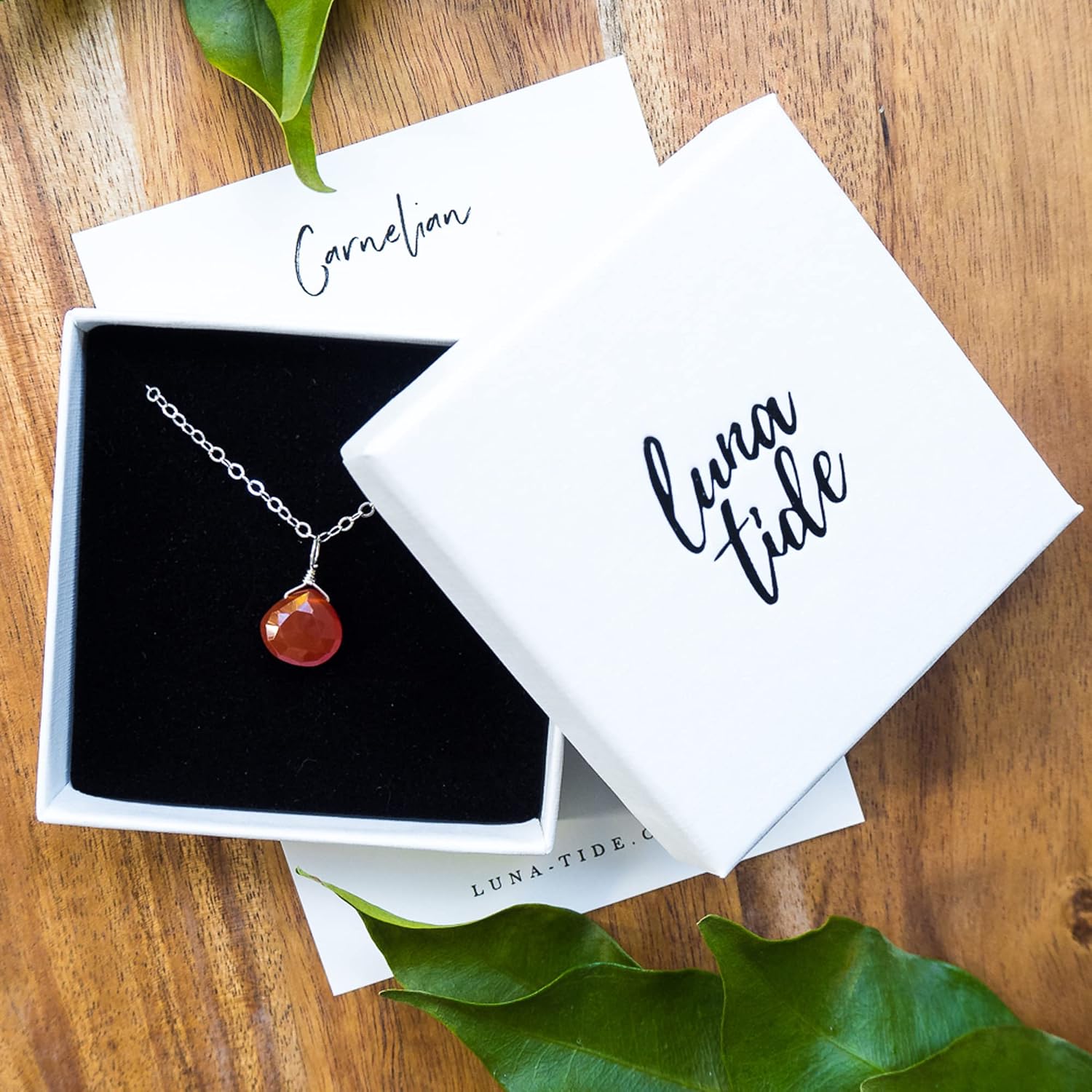 Carnelian Teardrop Necklace in Sterling Silver