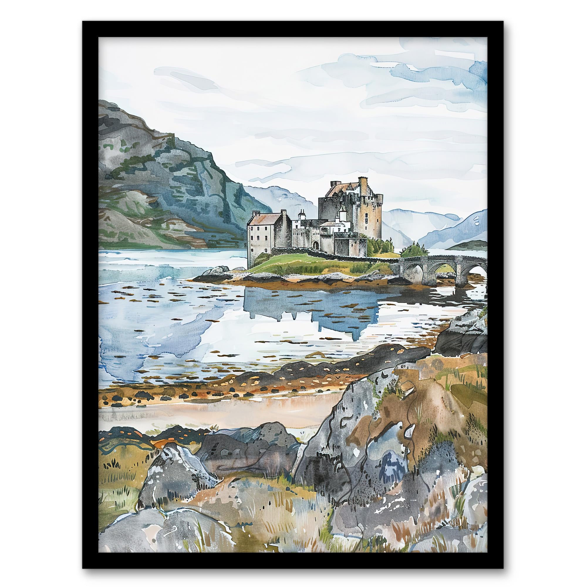 Artery8 Eilean Donan Castle Loch Lake Scotland Landscape Wall Art PrintA4 Size from B&Q